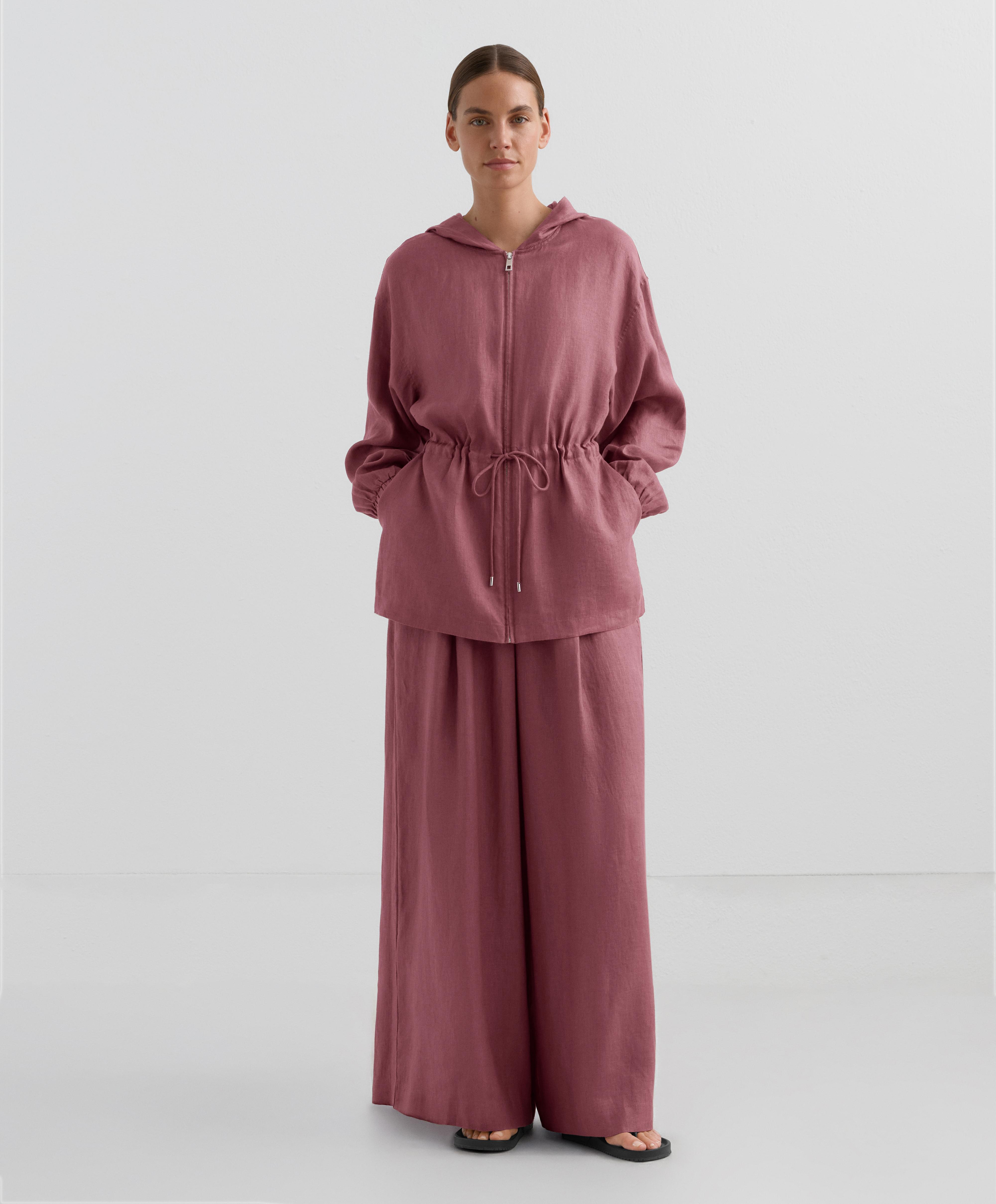 Long hooded jacket in 100% linen - Sale Long hooded jacket in 100% linen - Sale