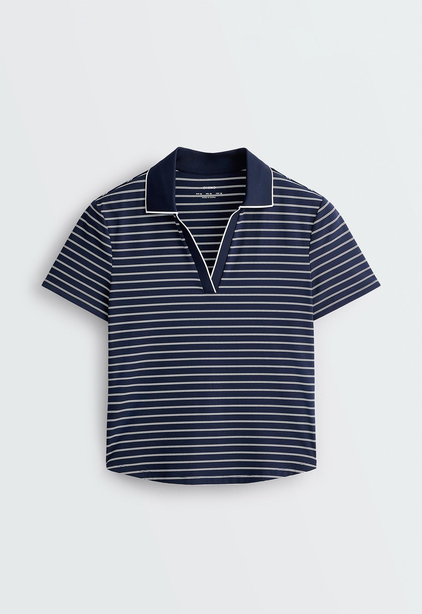 Striped Comfortlux short-sleeved polo shirt — NAVY BLUE