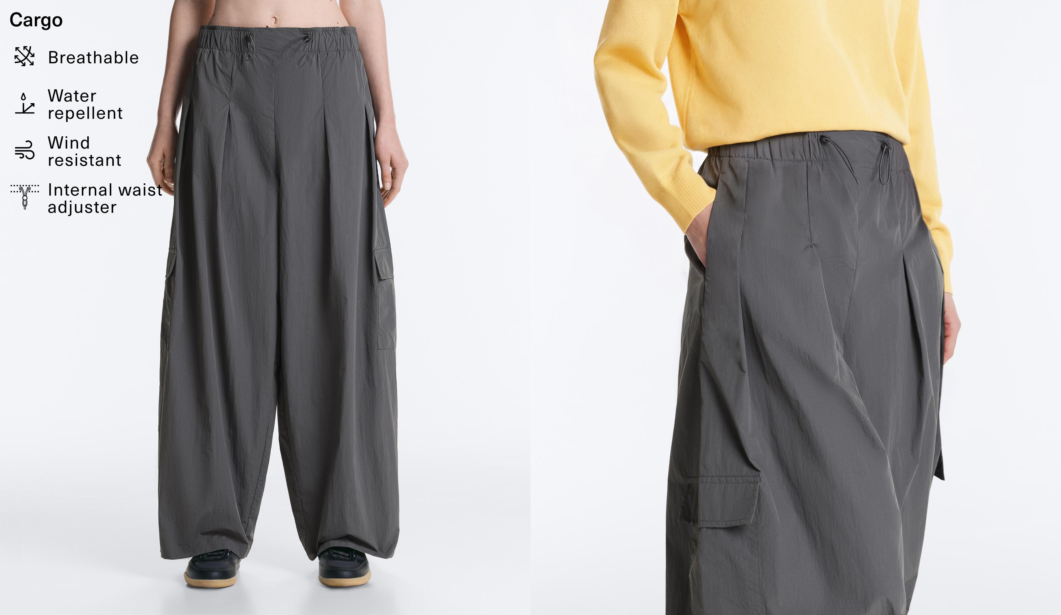 Water-repellent nylon cargo trousers — ASPHALT GREY
