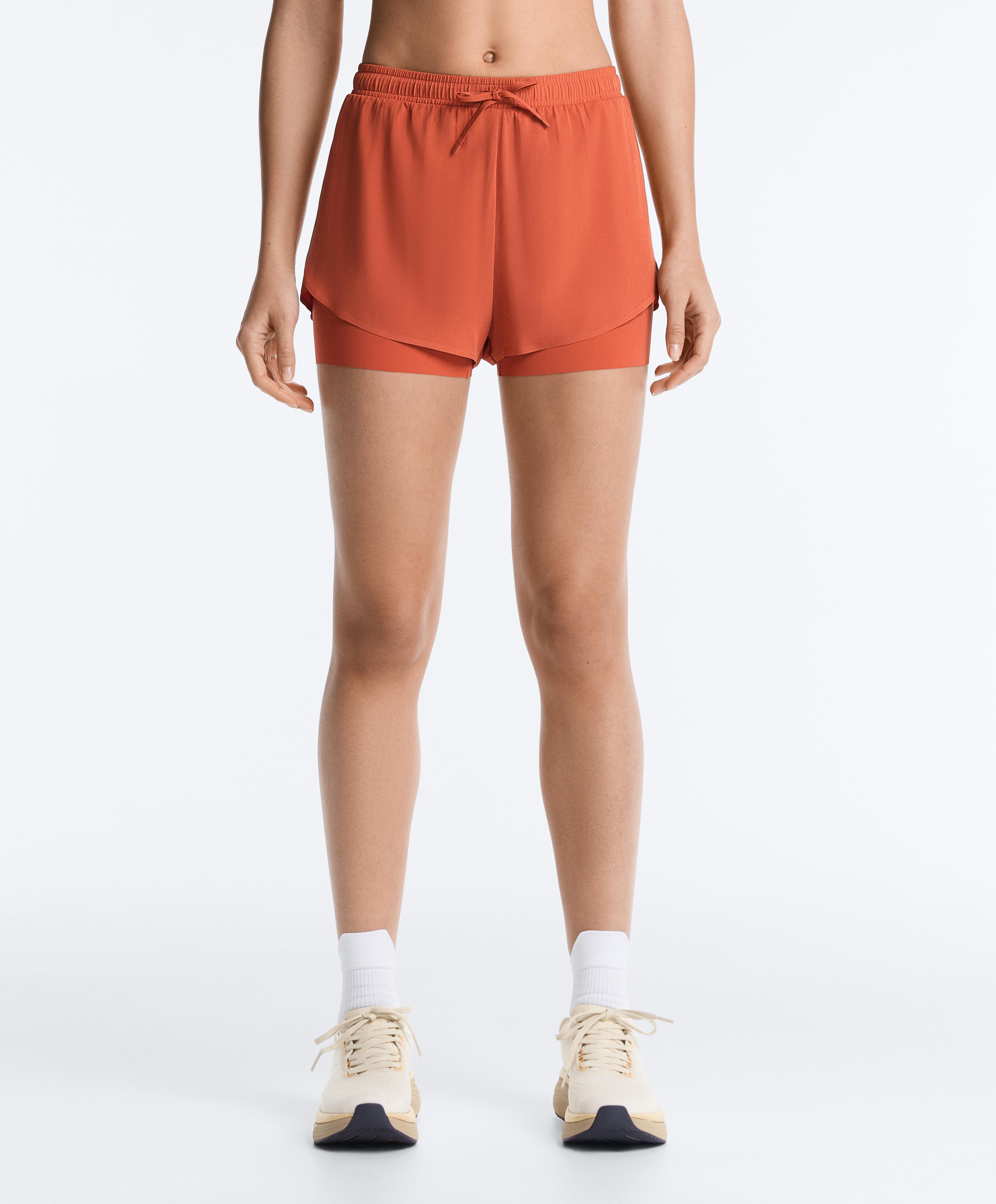 Light Touch 2-in-1 mid-rise shorts — TERRACOTTA