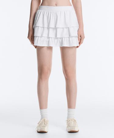 Comfortlux embroidered short skirt — WHITE  1