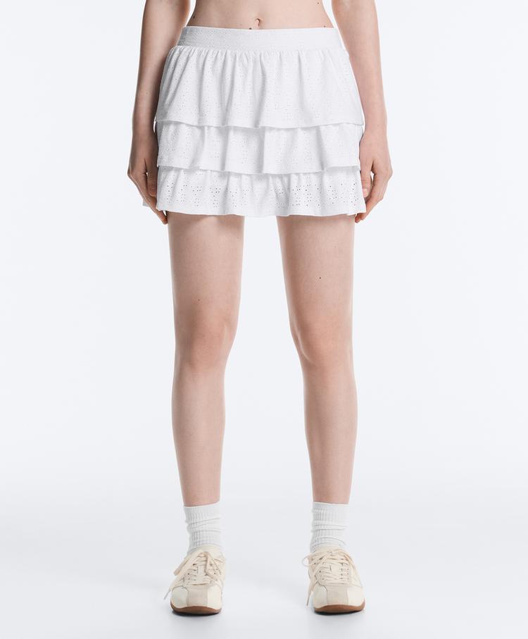 Comfortlux embroidered short skirt — WHITE 