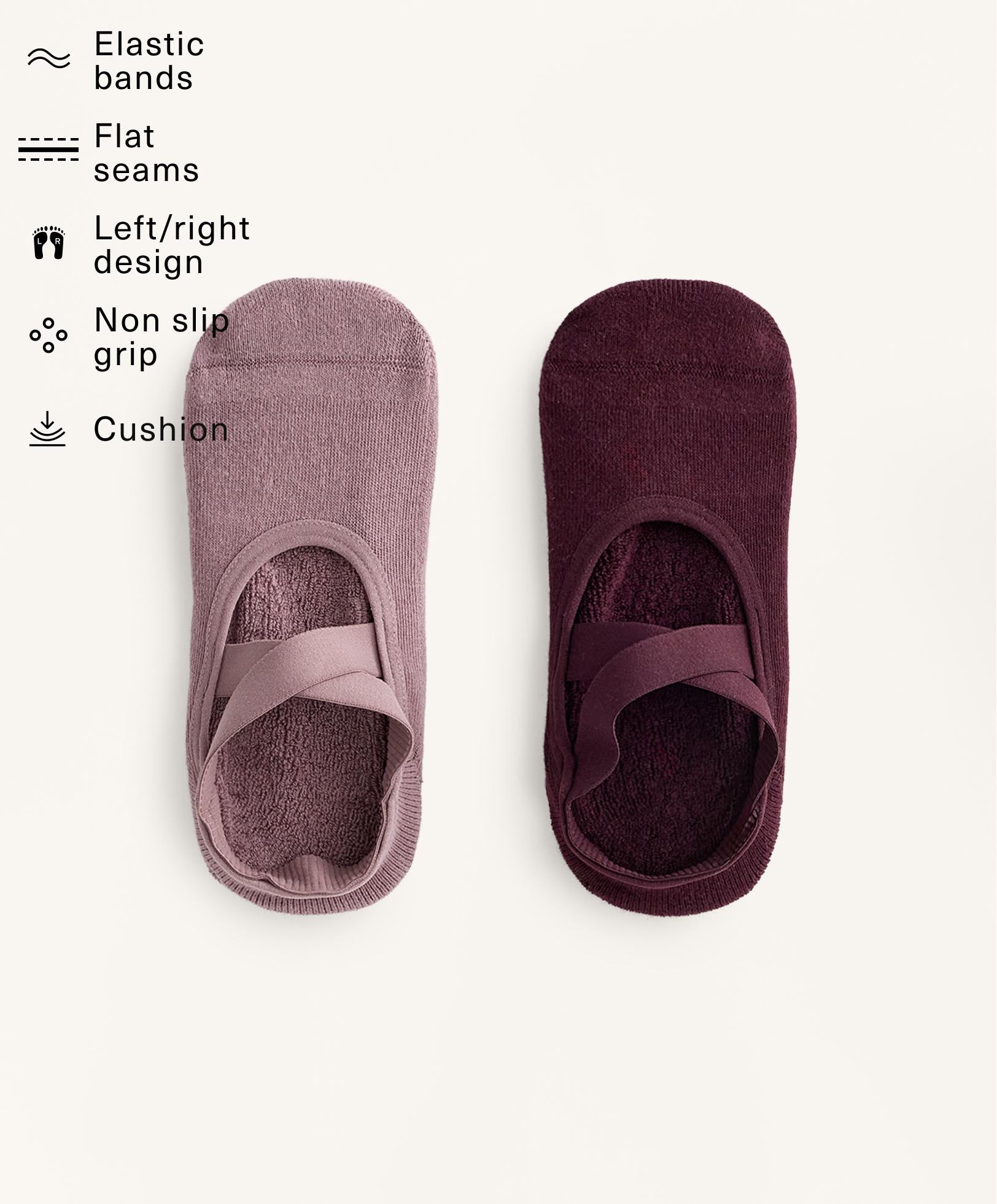 2 pares de calcetines yoga y pilates mezcla algodón cintas cruzadas acolchonados 2 pares de calcetines yoga y pilates mezcla algodón cintas cruzadas acolchonados