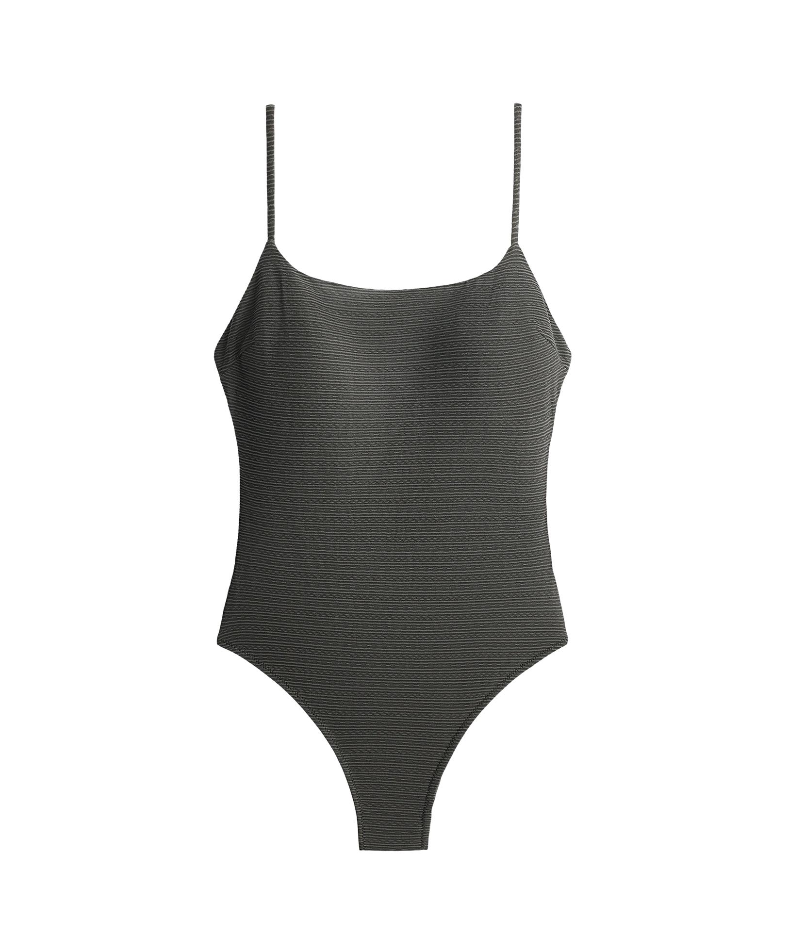Faded effect jacquard swimsuit — WASHED ANTHRACITE