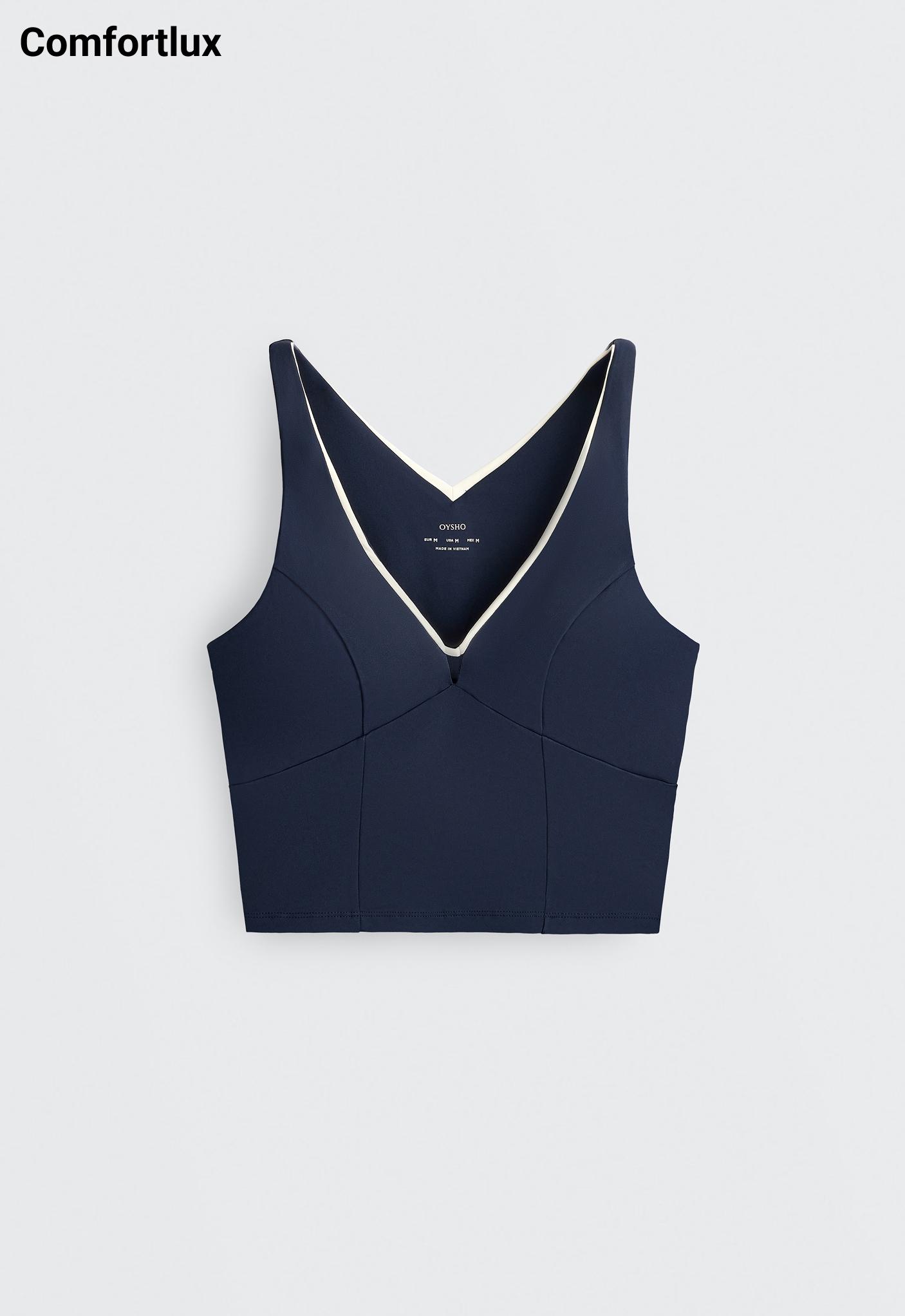 Comfortlux V-neck strappy tank top — NAVY BLUE
