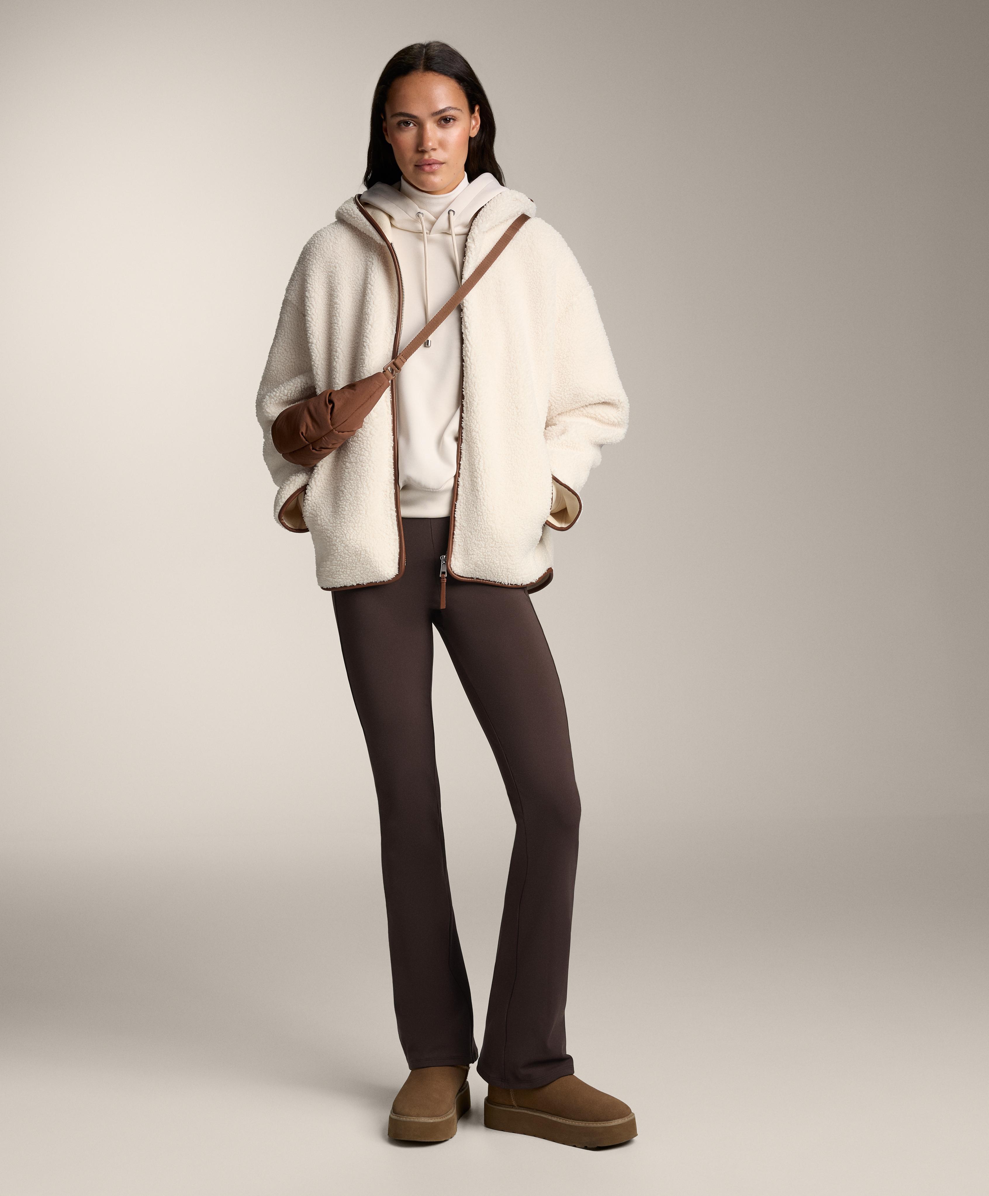 Faux-shearling jacket with hood — ECRU