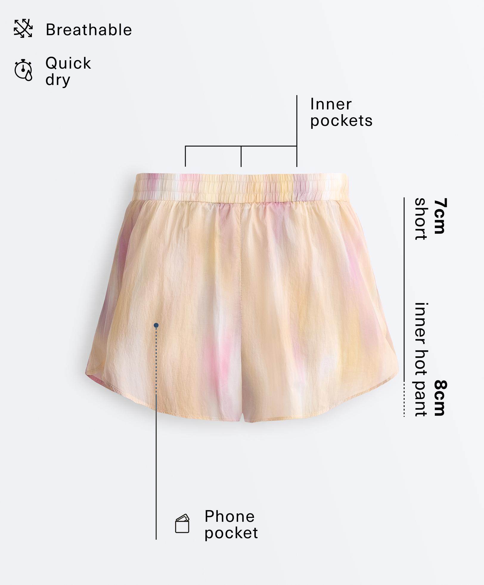 Τεχνικό shorts mid rise 2 σε 1 με τύπωμα tie-dye