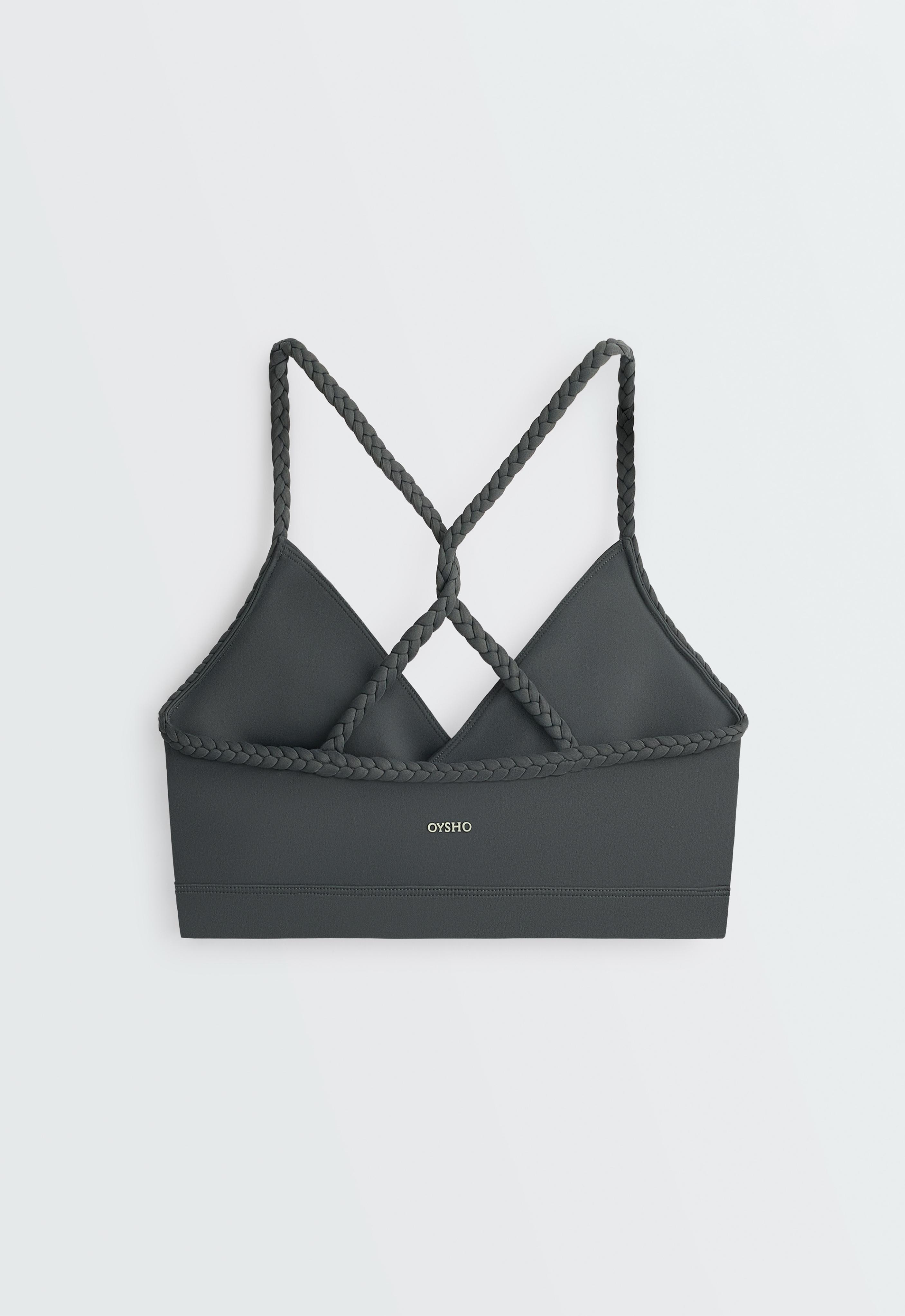 Medium-support braided Comfortlux sports bra — STEEL GREY