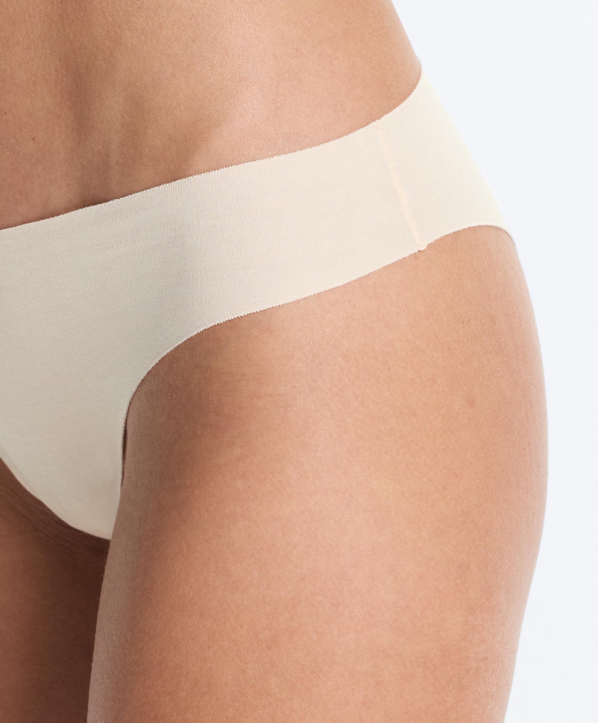 3 invisible laser cut cotton blend classic briefs — BEIGE