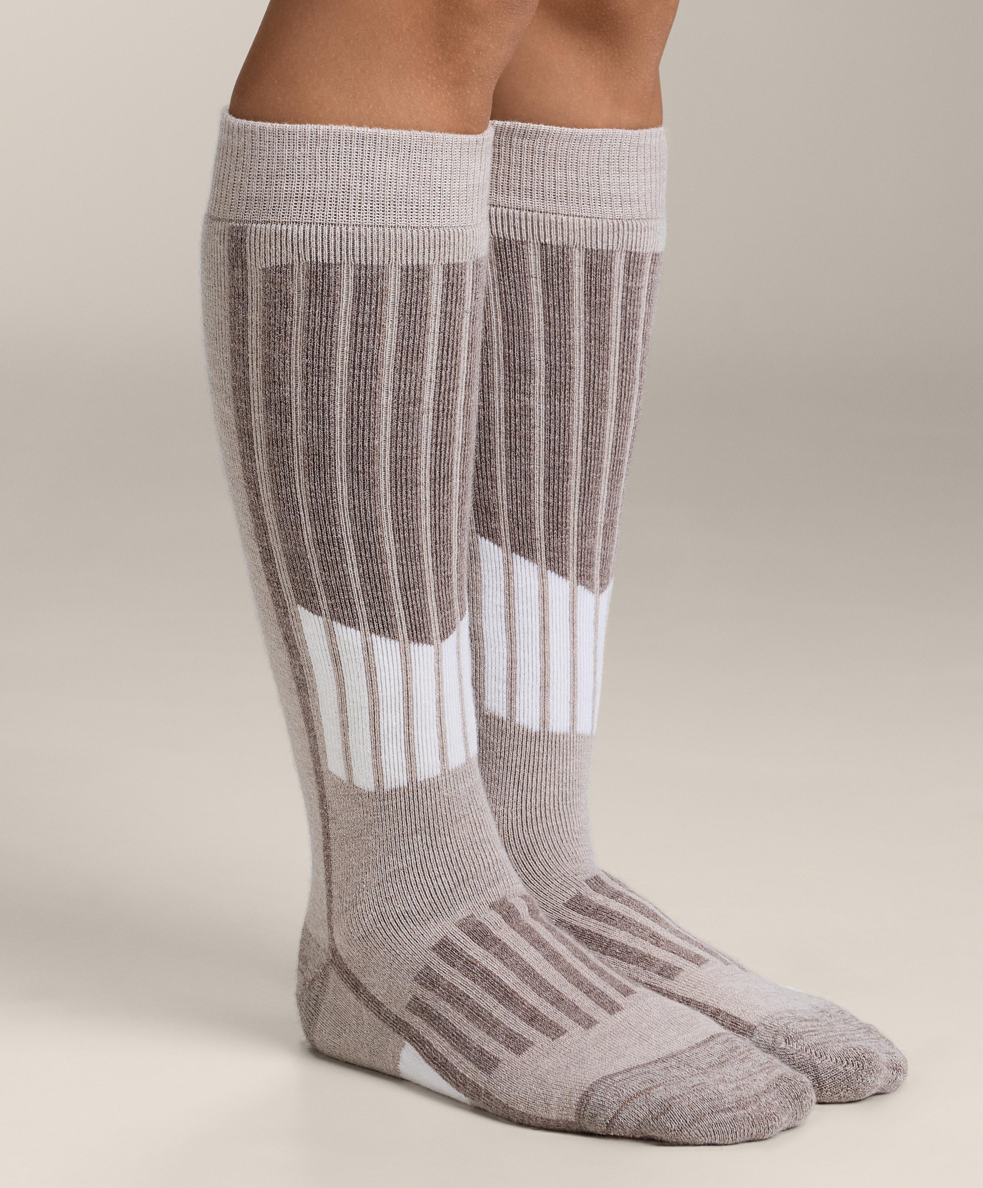 Primaloft® yarn WOOLMARK® wool blend long ski socks — DARK TAUPE
