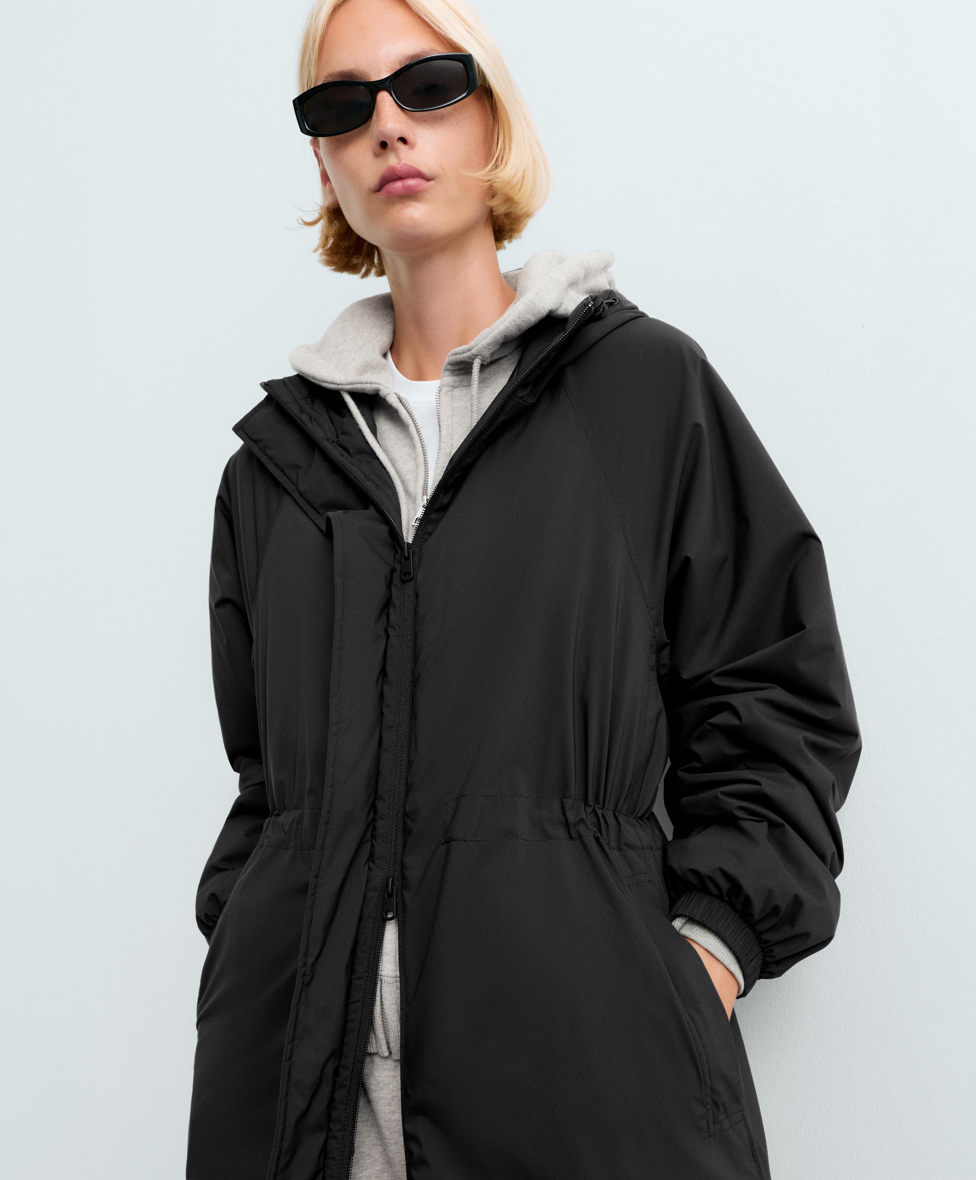 10k Thindown® waterproof super extra-light long padded jacket — BLACK