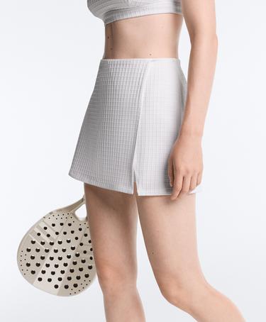 Check short skirt — WHITE  6