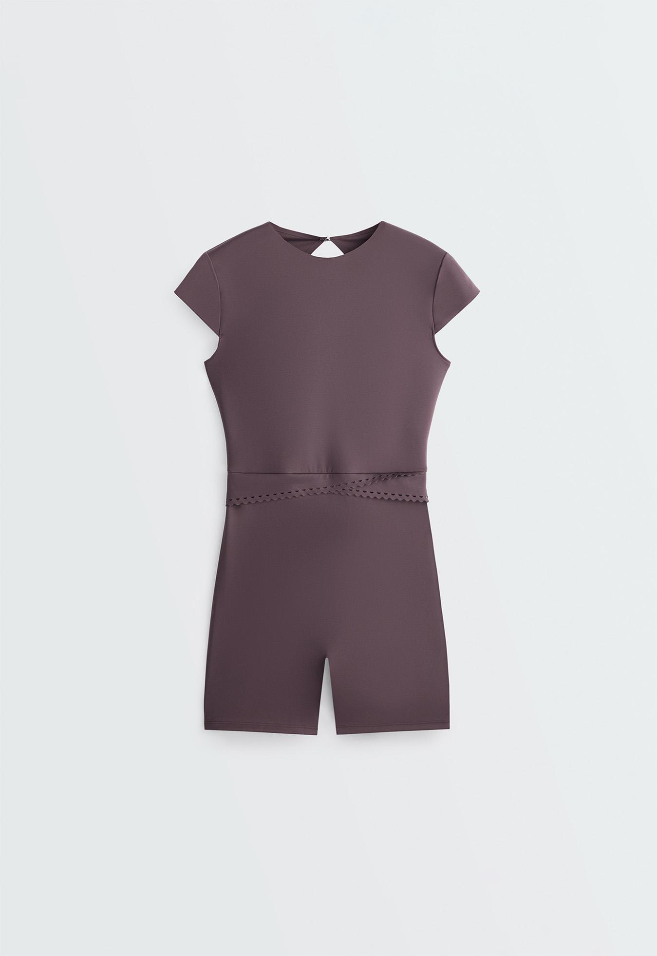 Perfect-adapt short-sleeved playsuit — Purplish brown