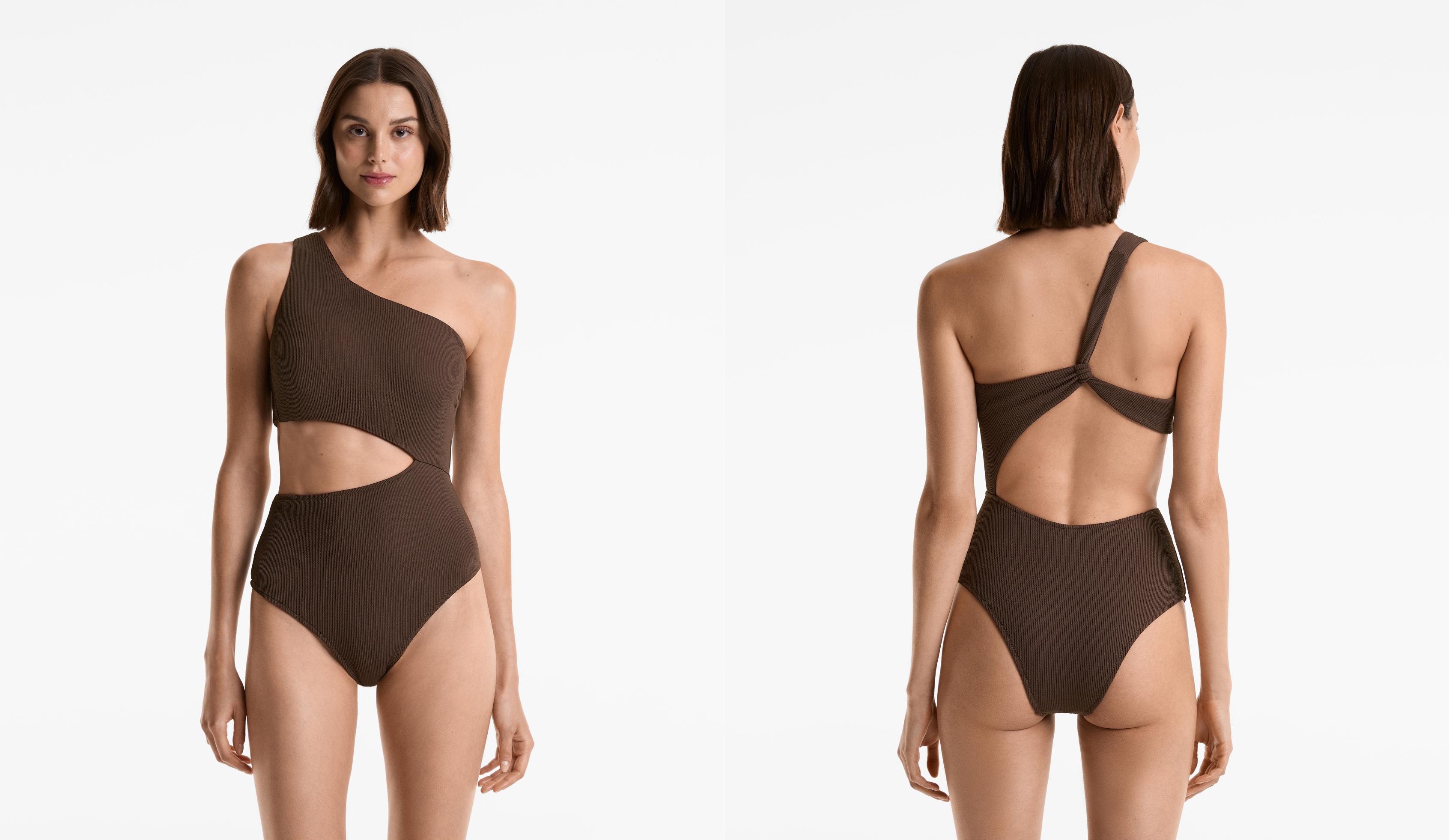 Asymmetrischer Trikini mit Rib Asymmetrischer Trikini mit Rib
