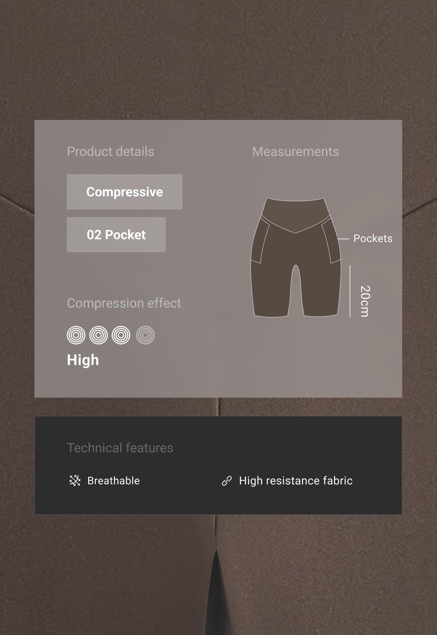 Compressive 20cm high-waisted cycle leggings with pockets