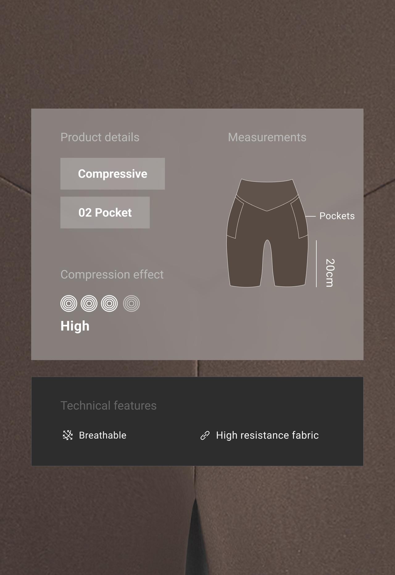 High rise compressive pocket 20 cm biker leggings — BROWN