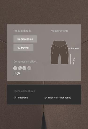High rise compressive pocket 20 cm biker leggings — BROWN 2