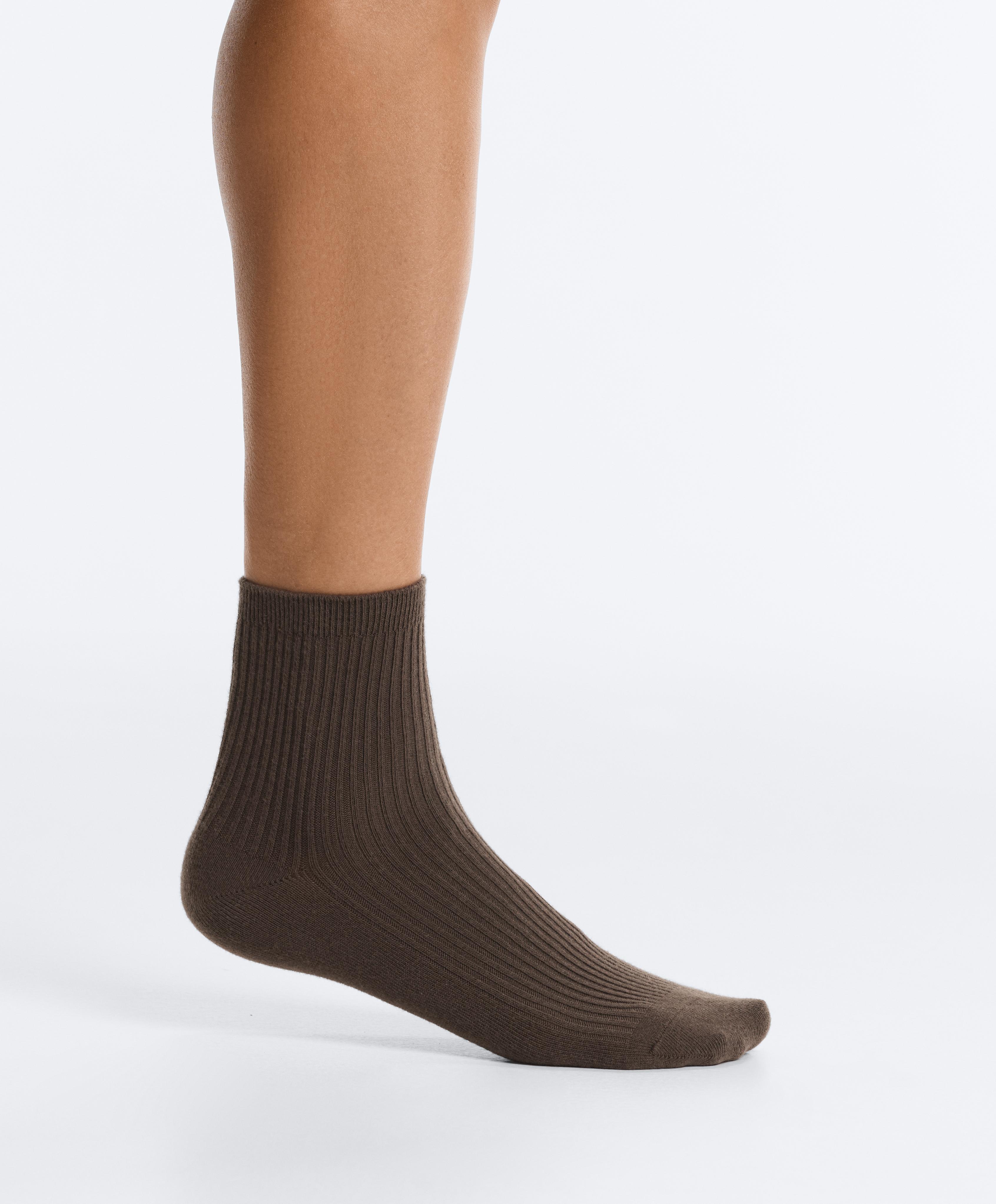 5 pairs of cotton blend quarter socks — DARK KHAKI