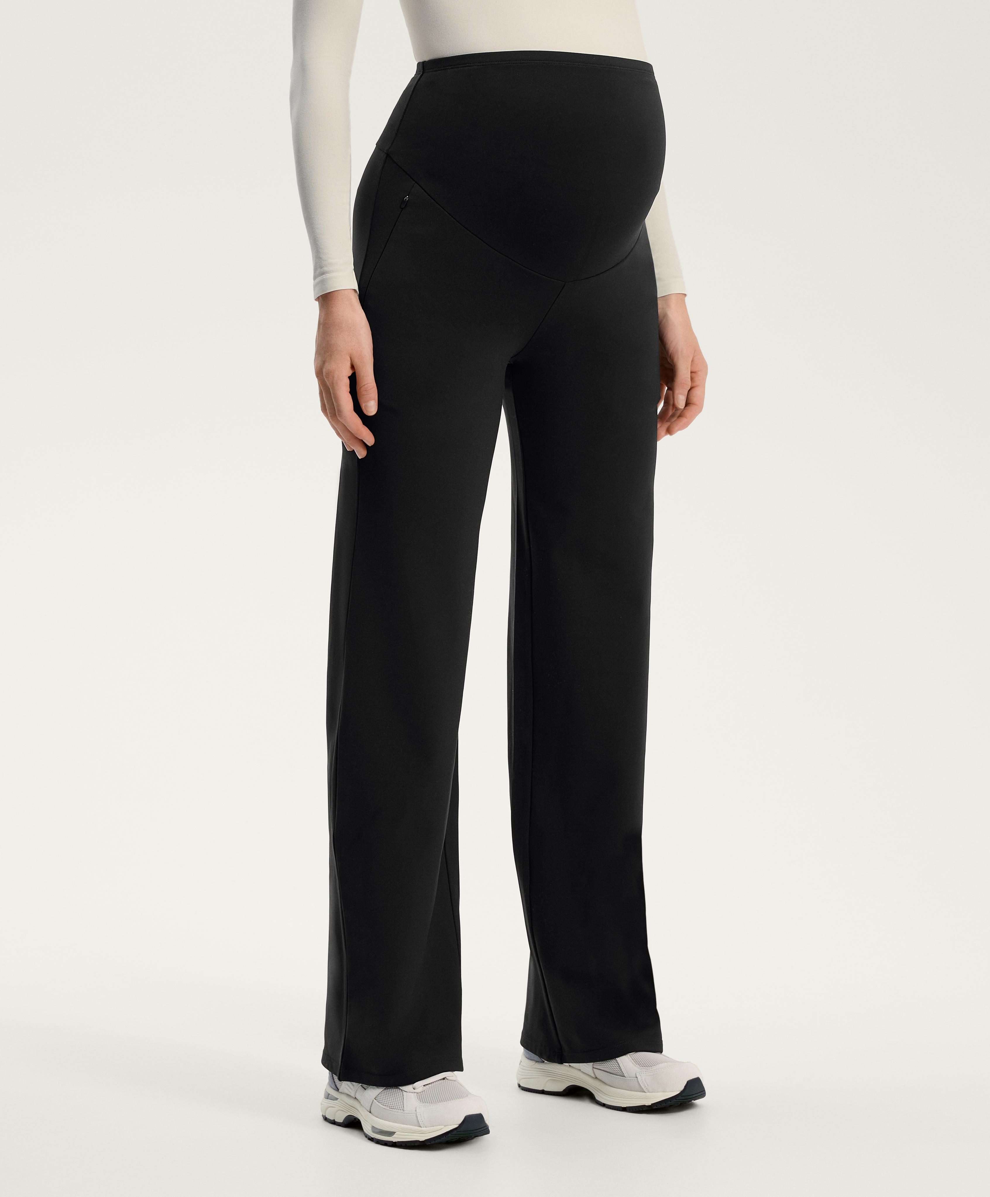 Straight-leg warm maternity trousers — BLACK
