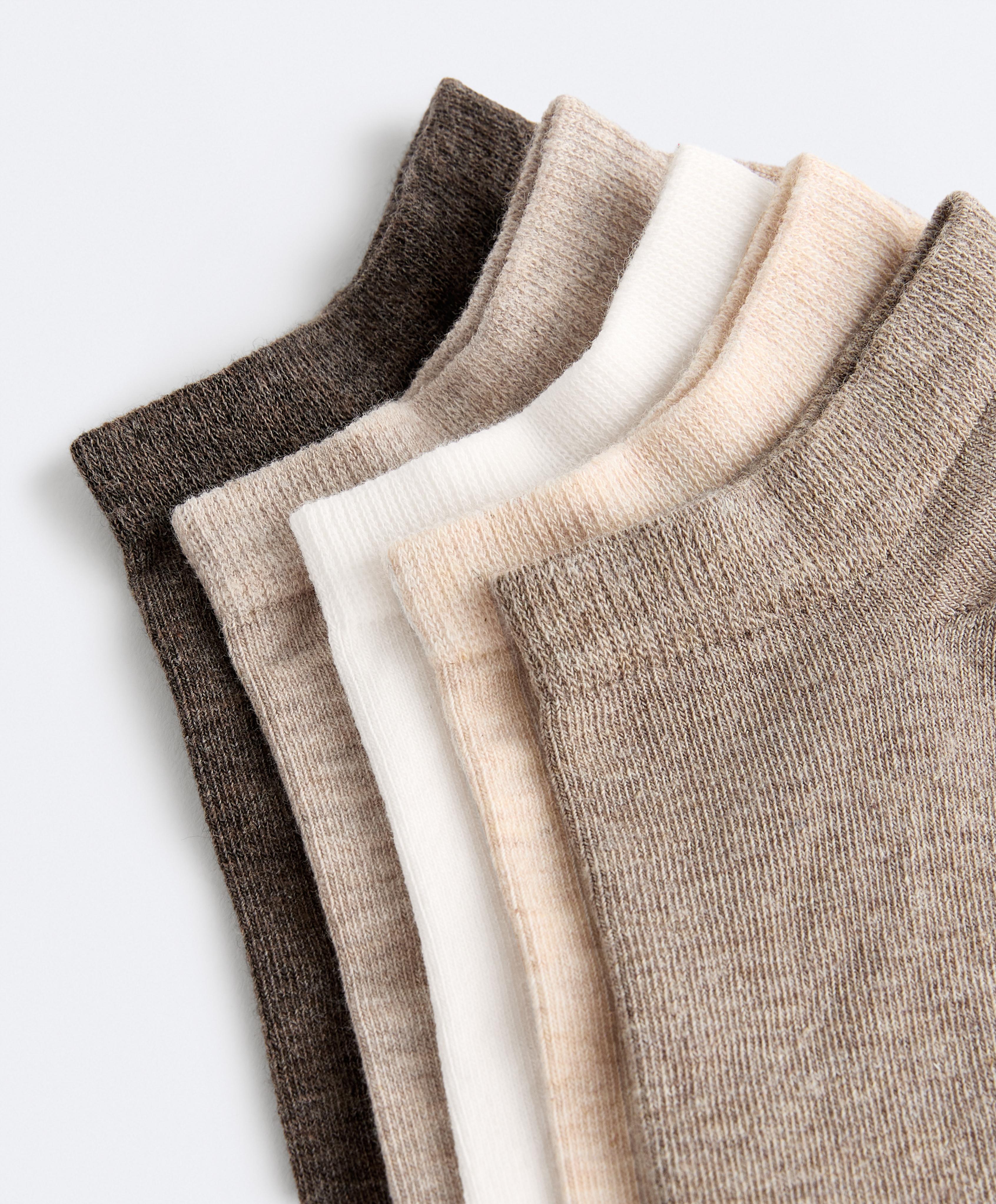 5 pairs of cotton blend sneaker socks — SAND MELANGE