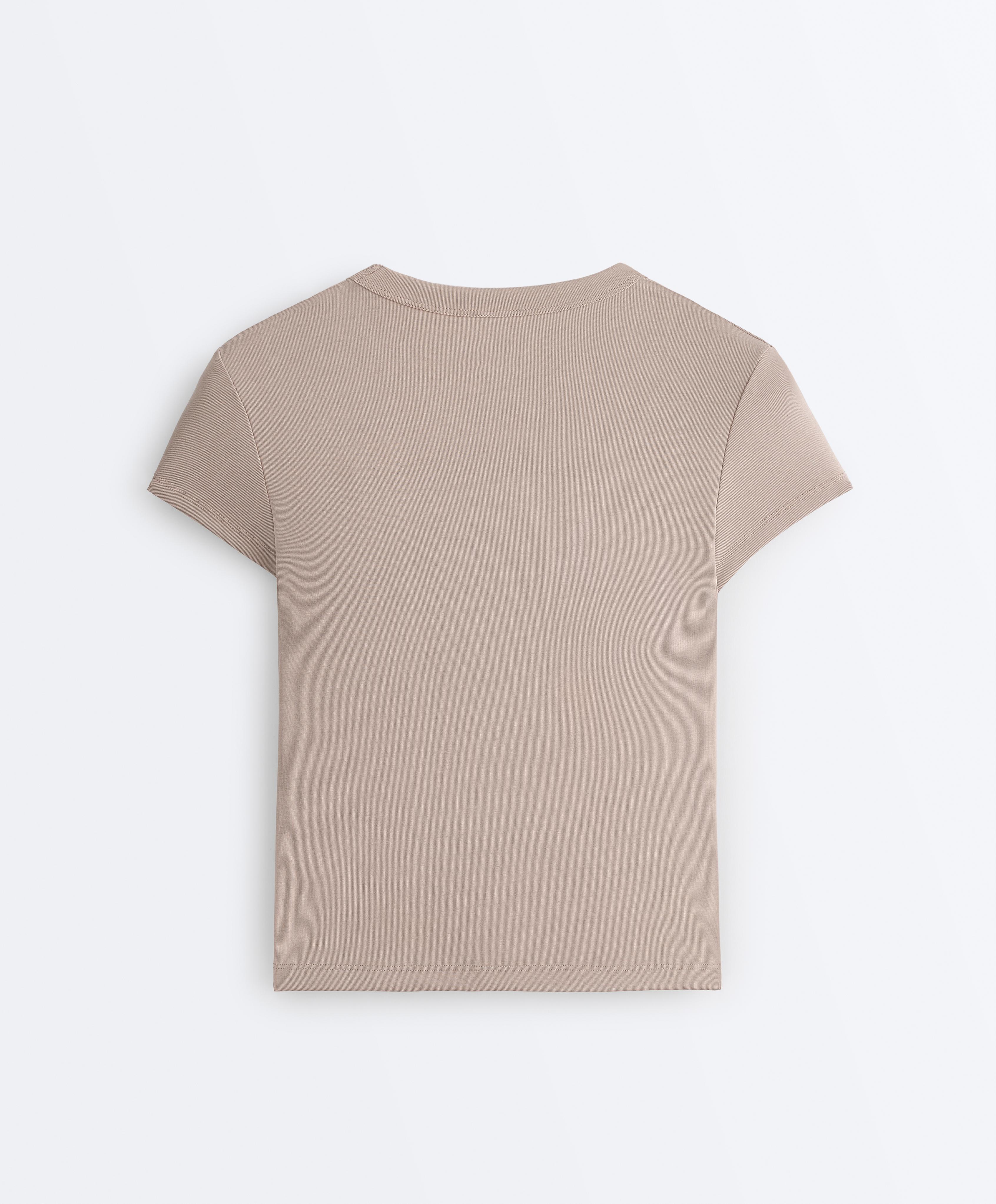 Fitted modal rib short-sleeve T-shirt — MID-MINK