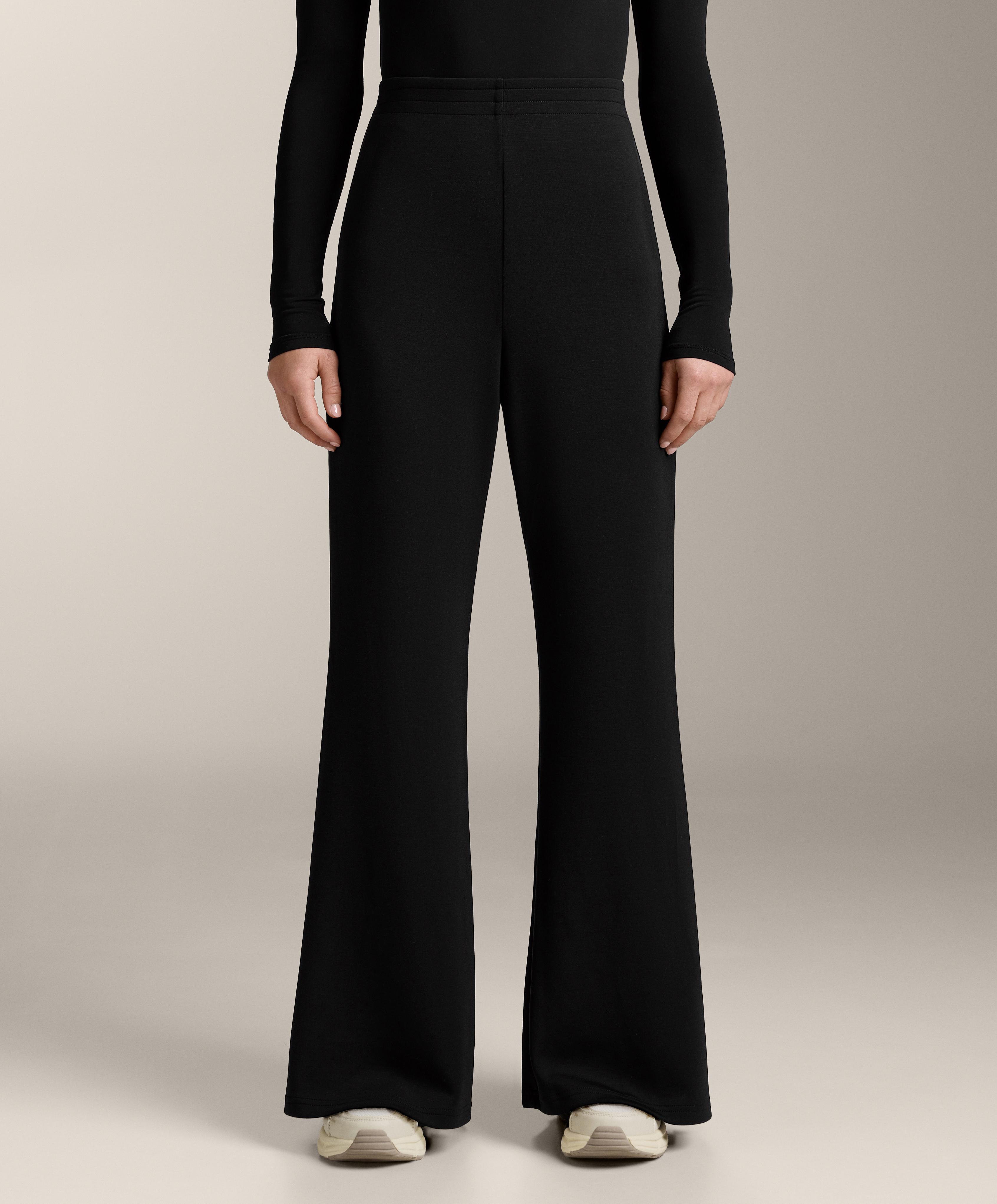Flare trousers with soft-touch modal — BLACK