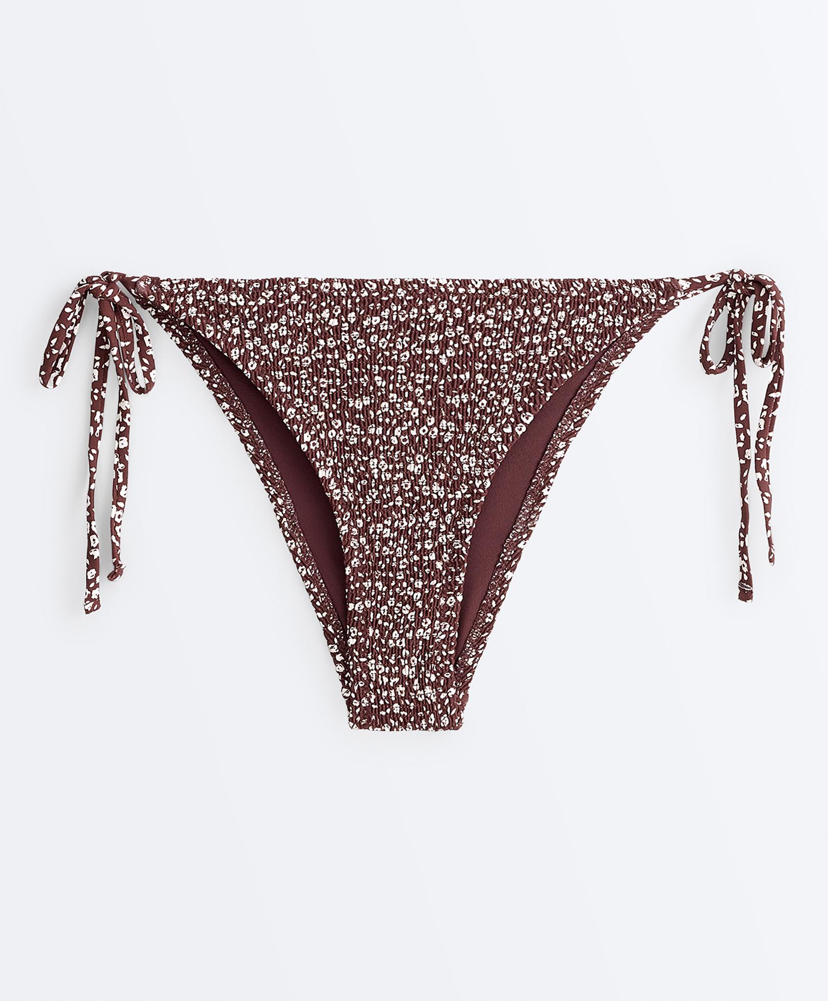 Smock tie medium-coverage bikini briefs — CHOCOLATE
