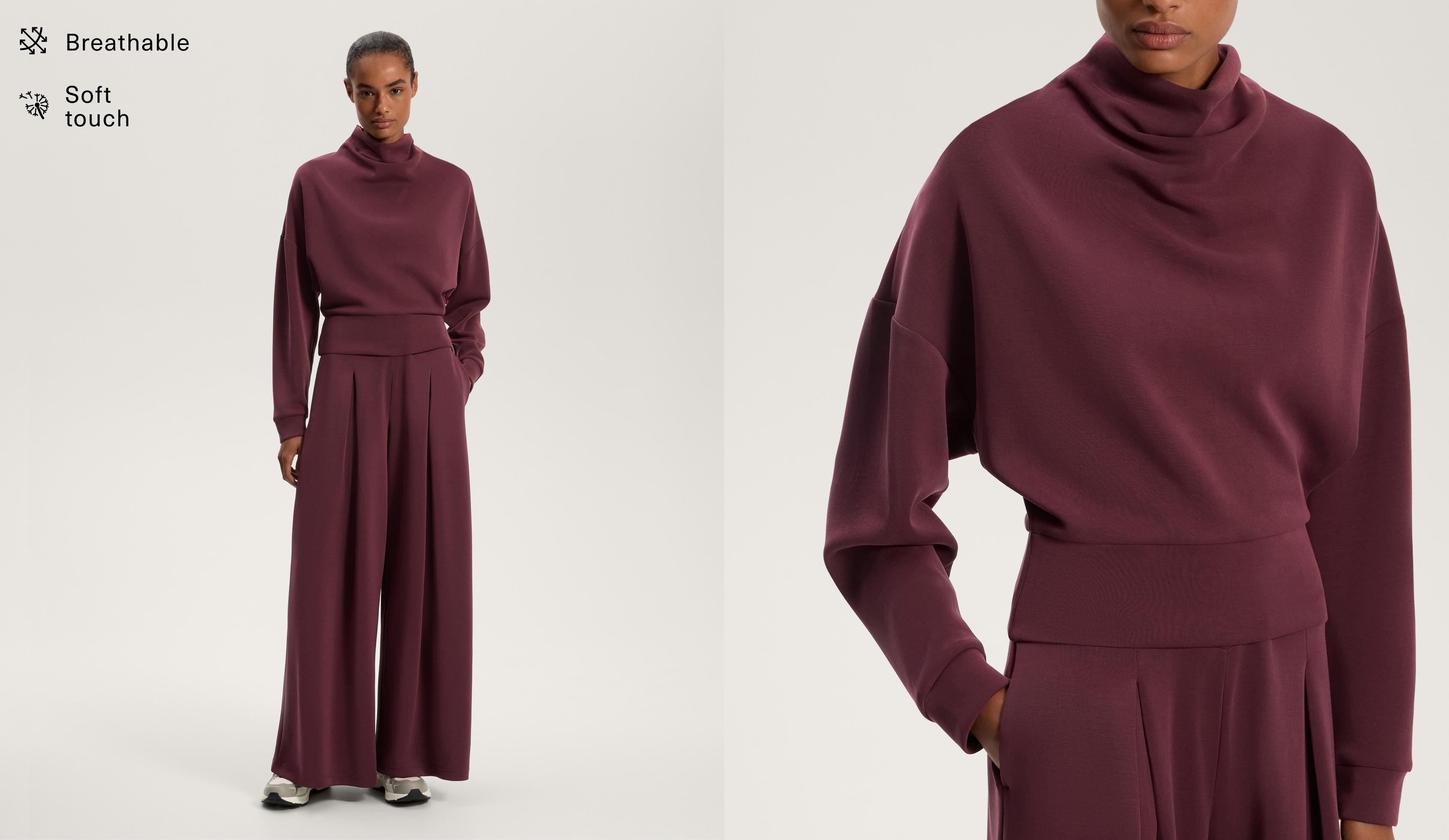 סווטשירט עם צווארון גולף עם מודאל במגע רך