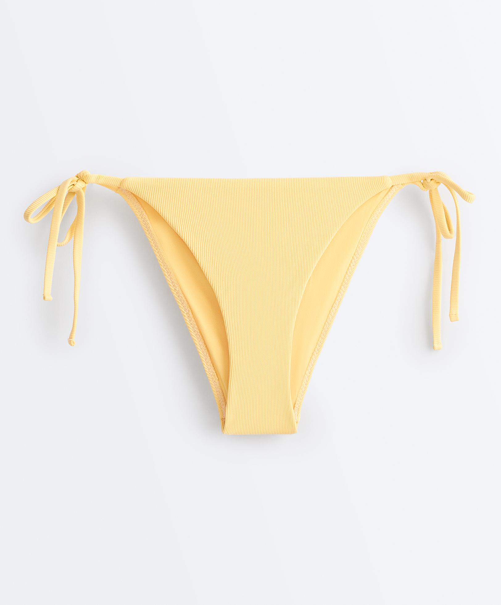 Medium-coverage tie rib bikini briefs — SOFT YELLOW