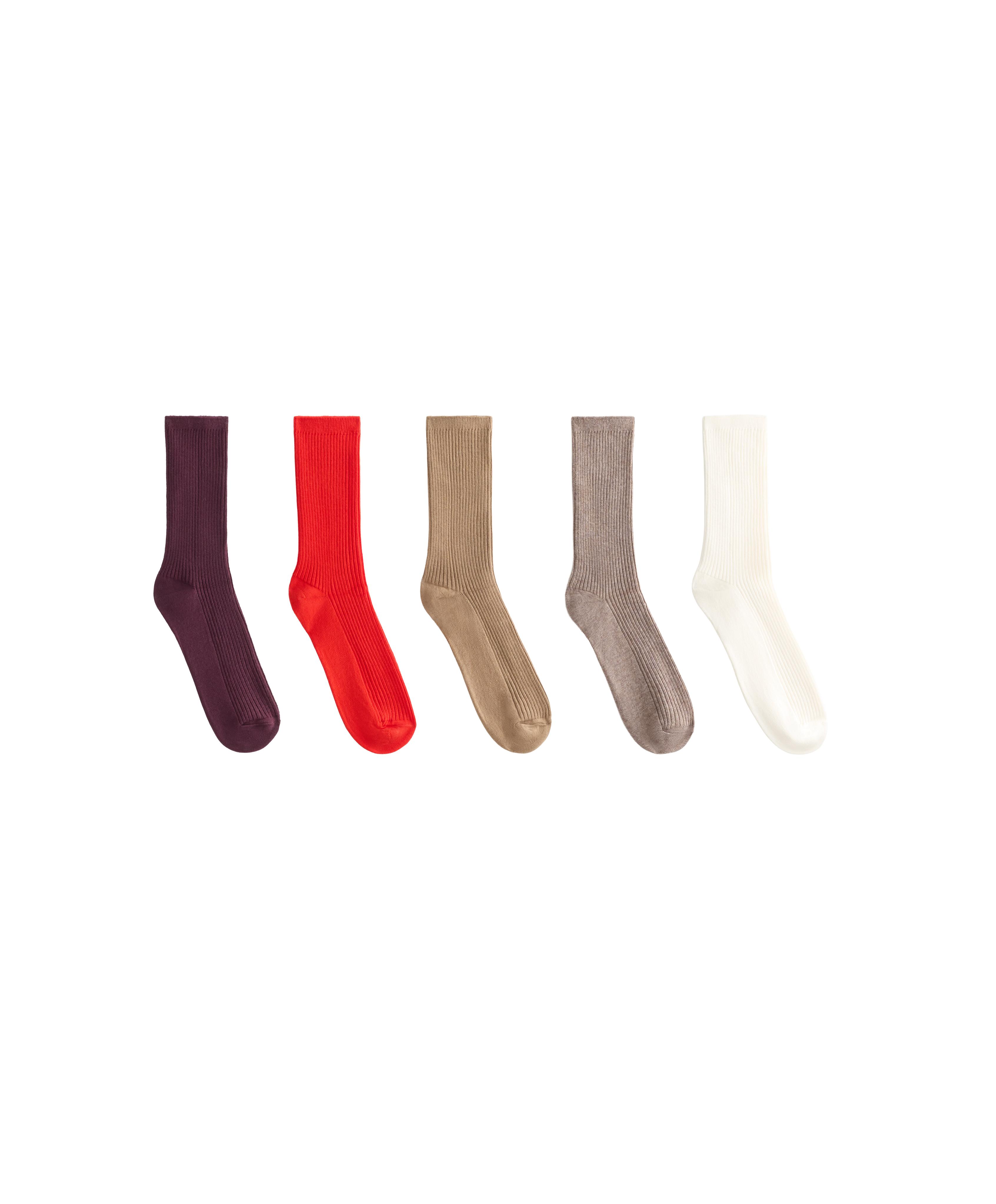5 pairs of cotton blend classic socks — BRIGHT RED