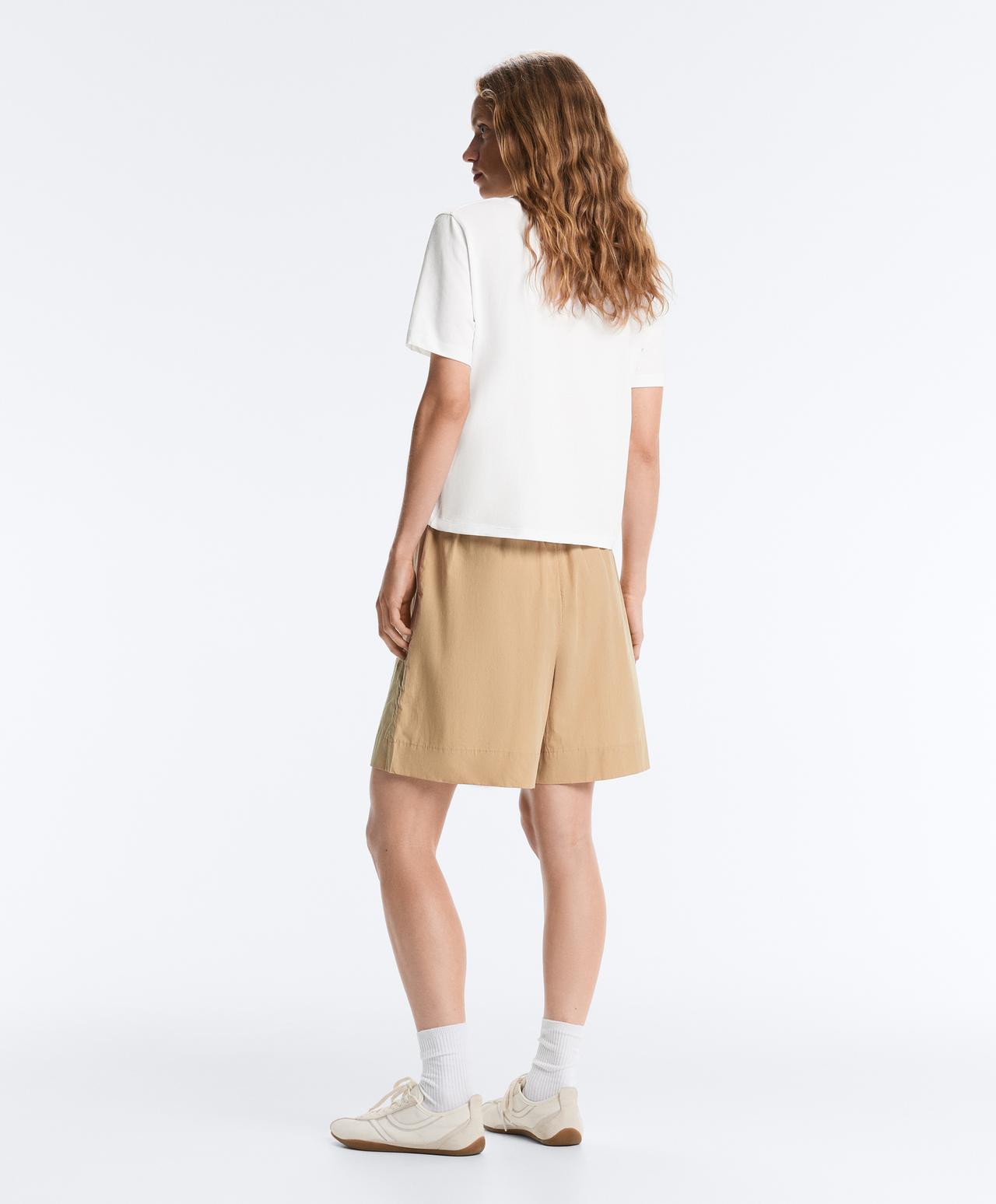 100% cotton Bermuda shorts — CAMEL