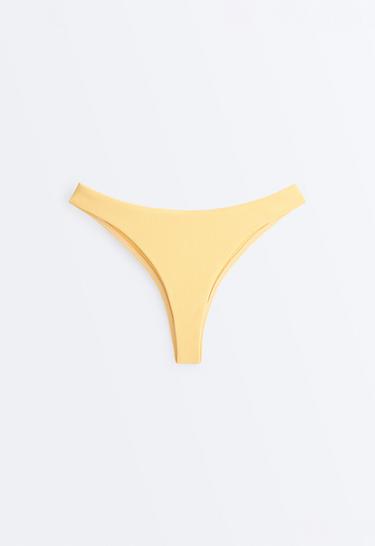 Ribbed U-cut Brazilian bikini briefs — SOFT YELLOW 8
