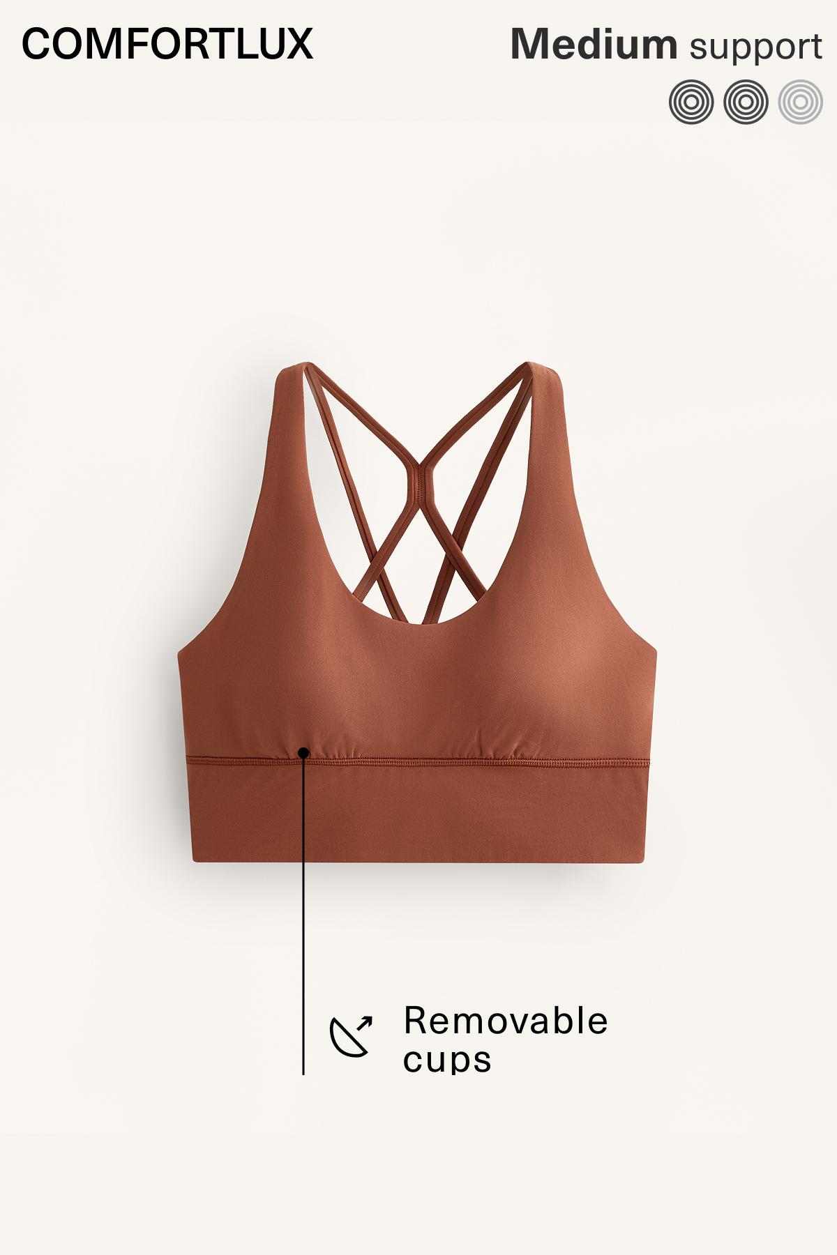 Medium-support Comfortlux sports bra with cups — TERRACOTTA