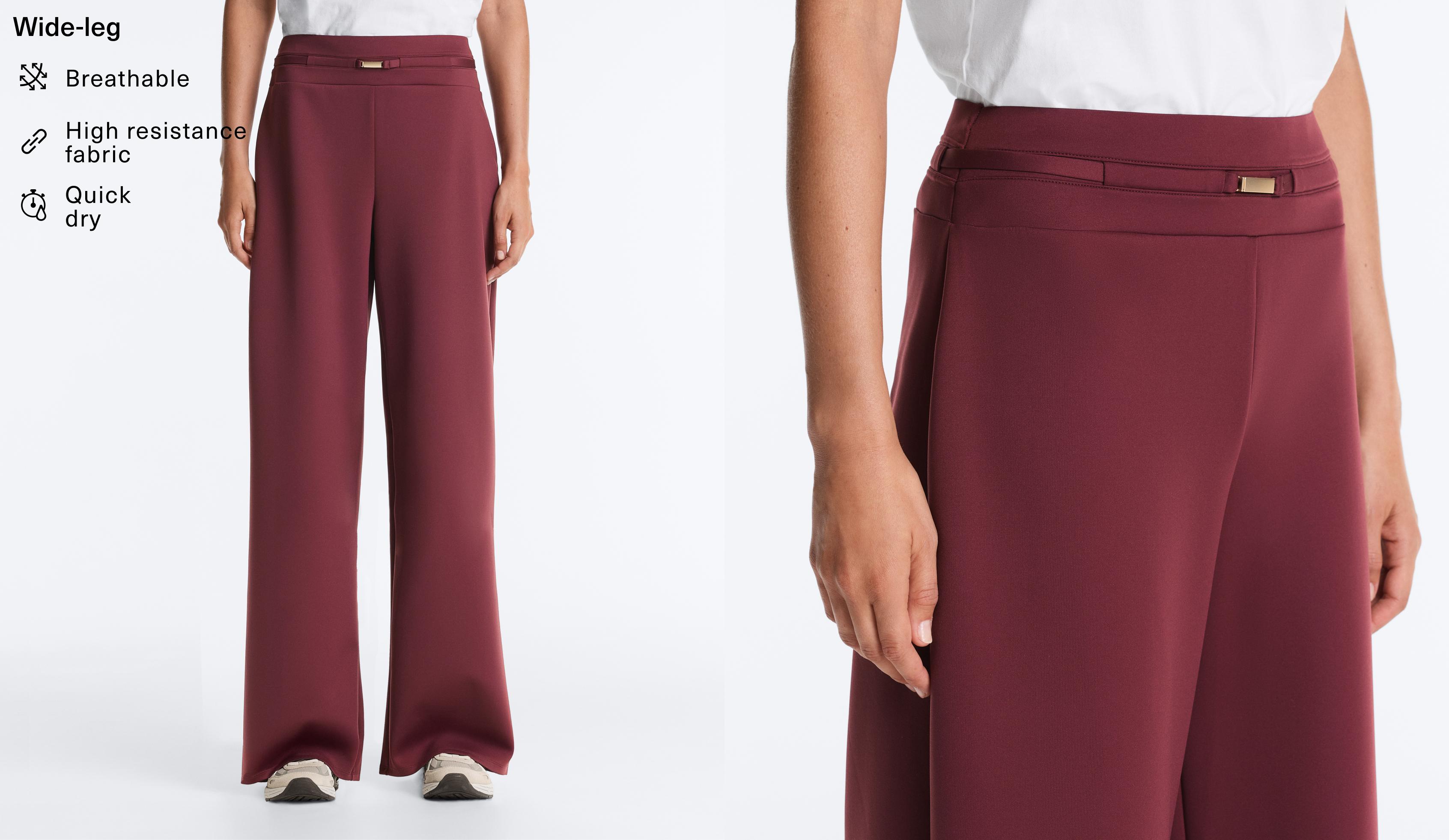 Neoprene-effect wide-leg trousers — CHERRY
