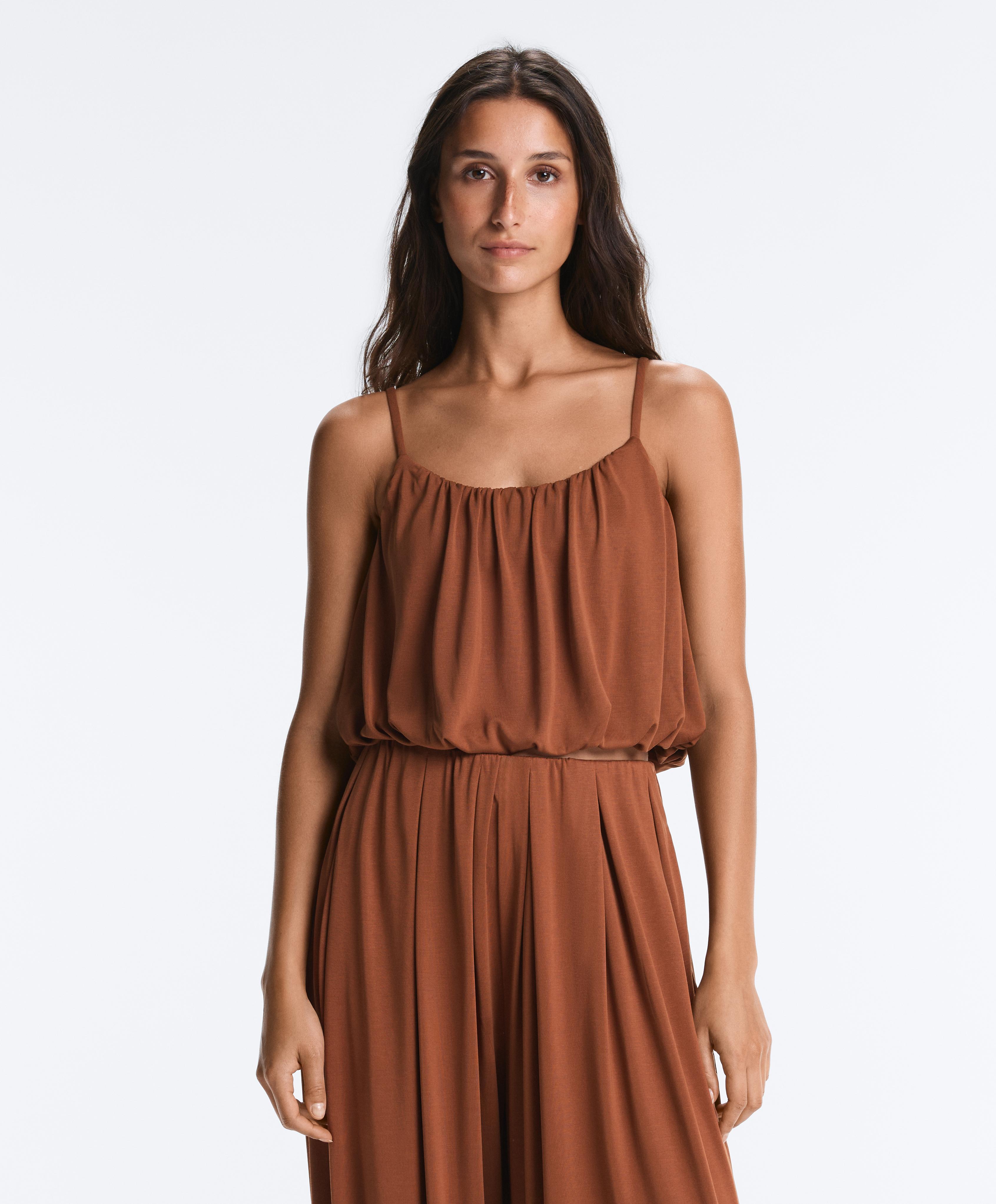 Modal blend strappy top — TERRACOTTA