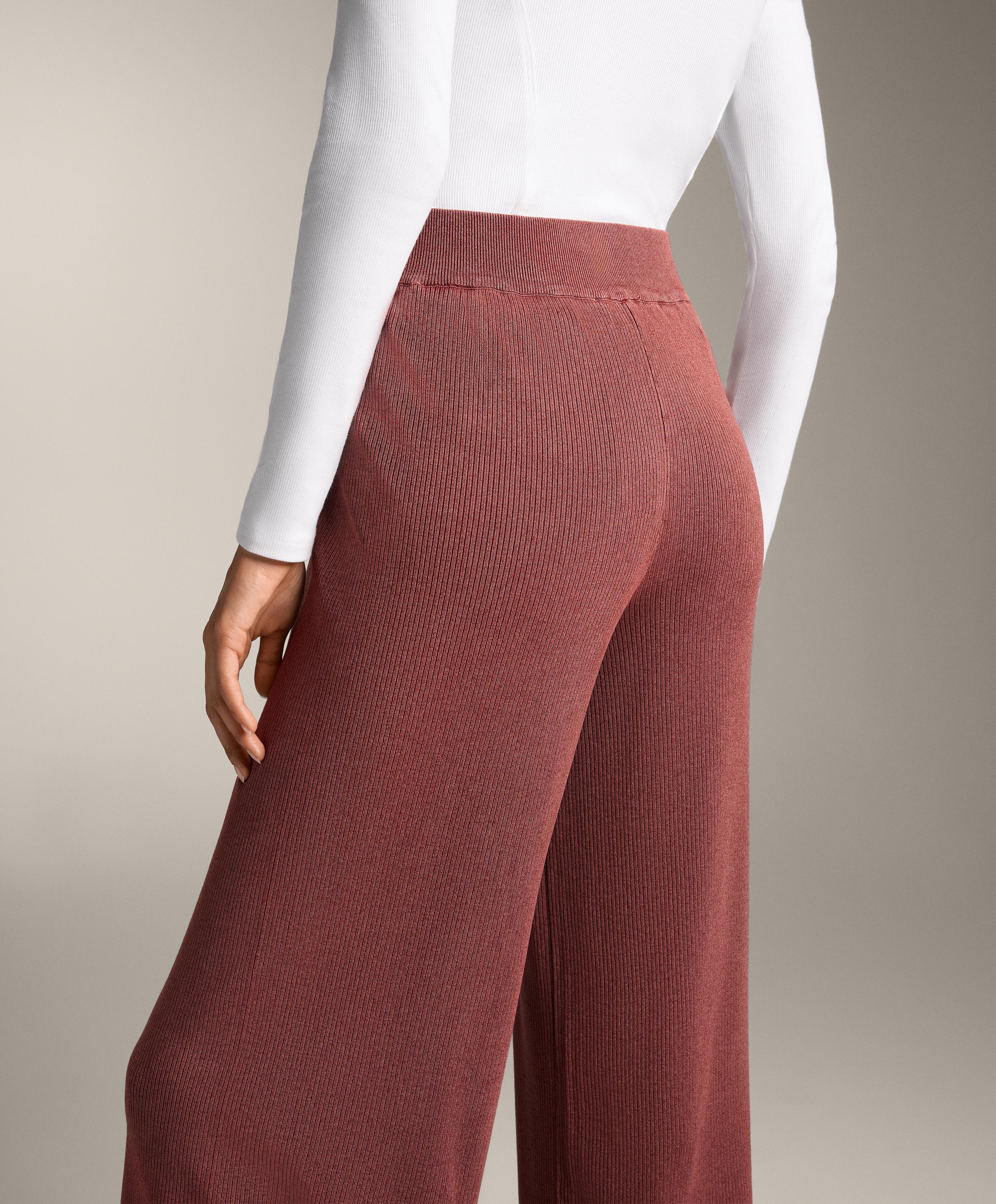 Washed knit straight leg trousers - Sale