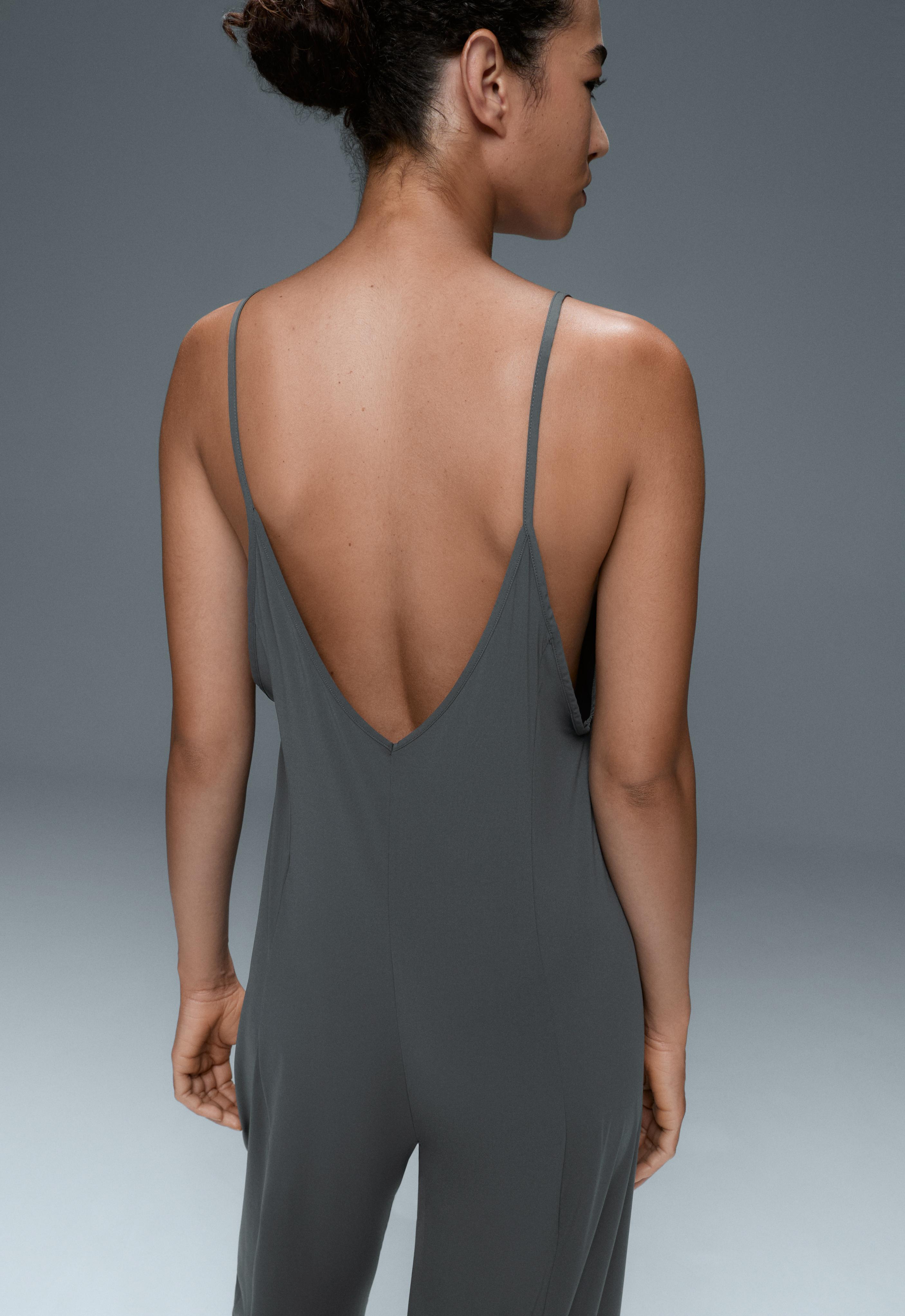 Light Touch wide long jumpsuit — STEEL GREY