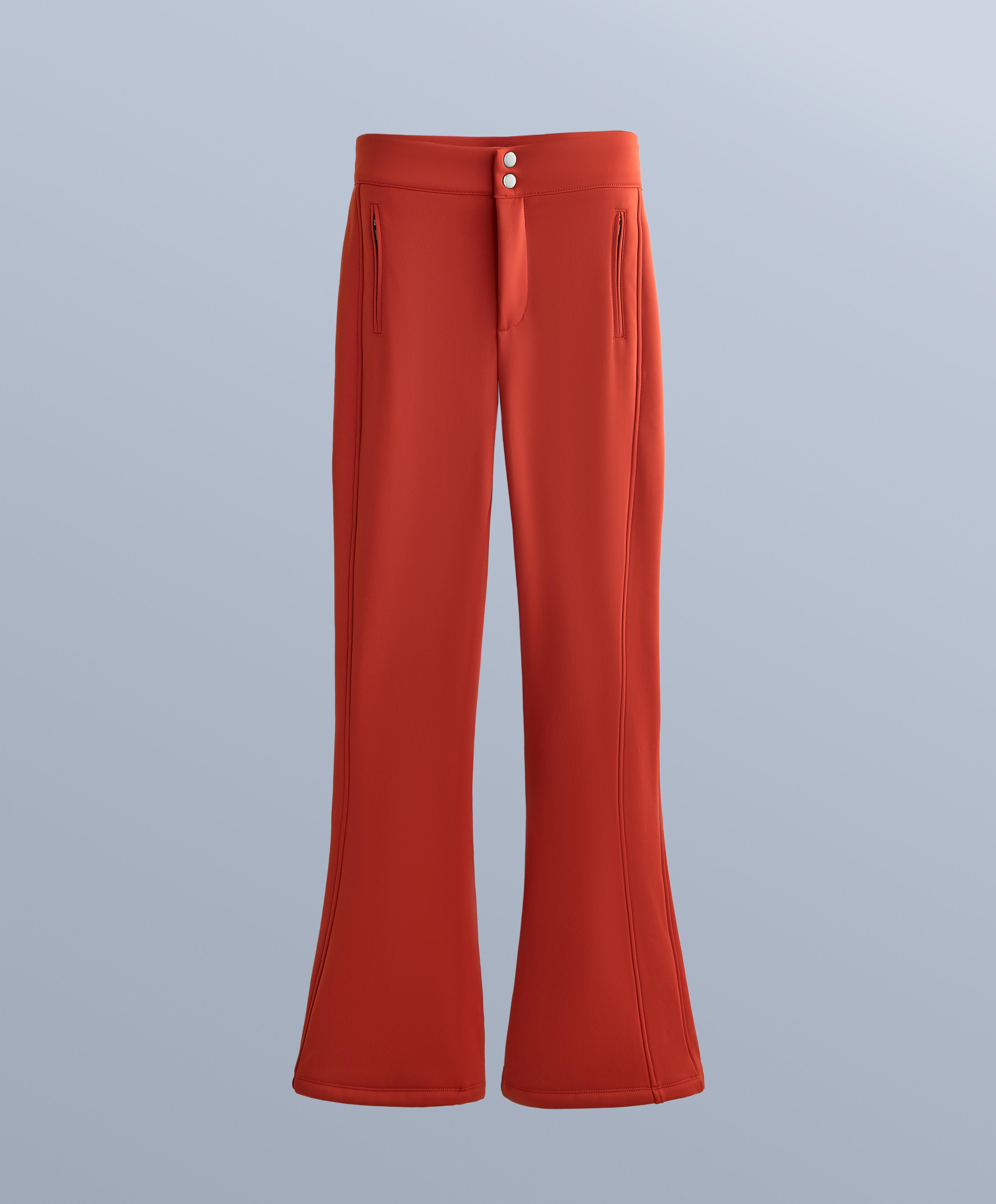 Water-resistant flare stretch SKI trousers — BRIGHT BURNT ORANGE 