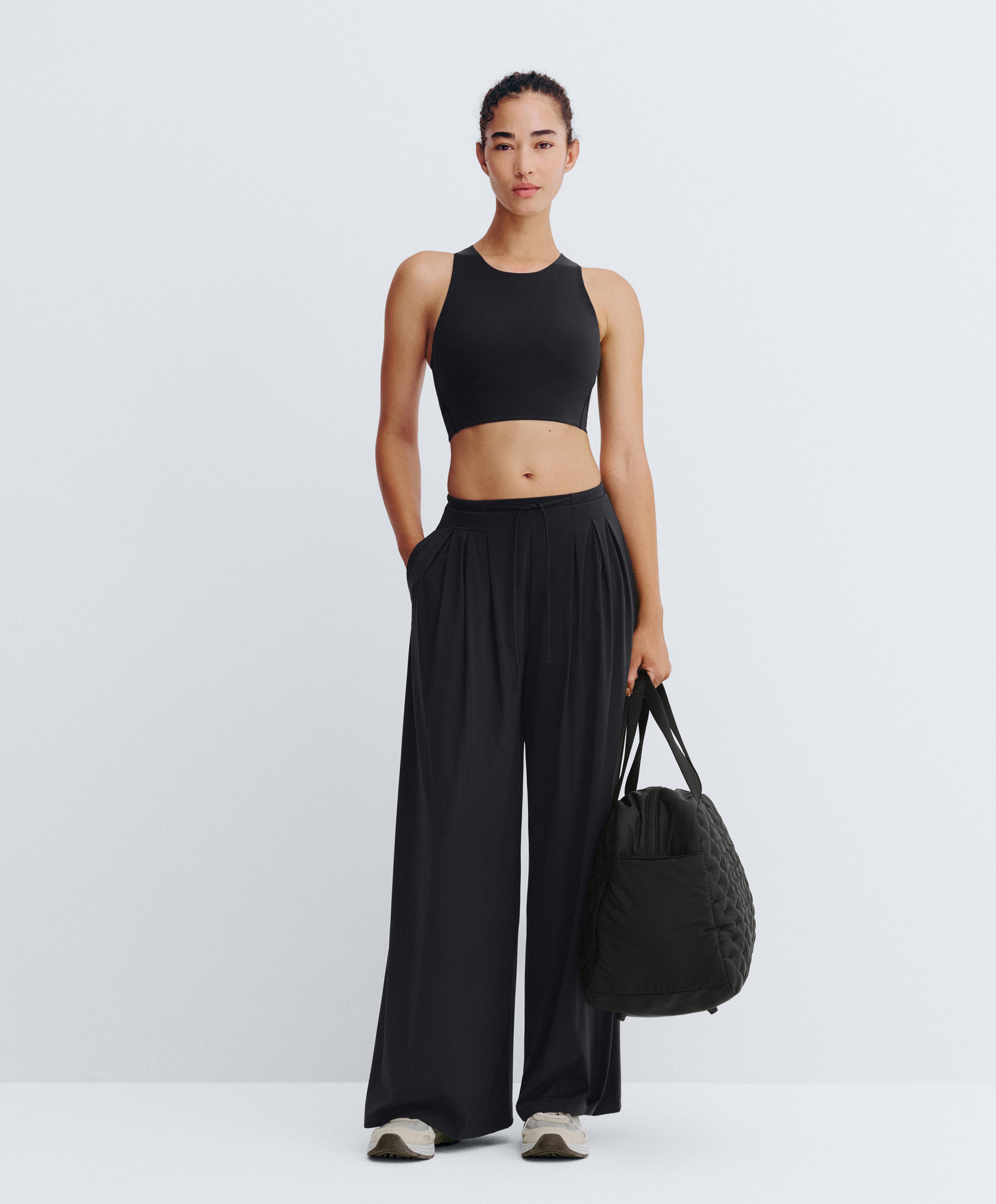 Light Touch pleated wide-leg trousers — BLACK