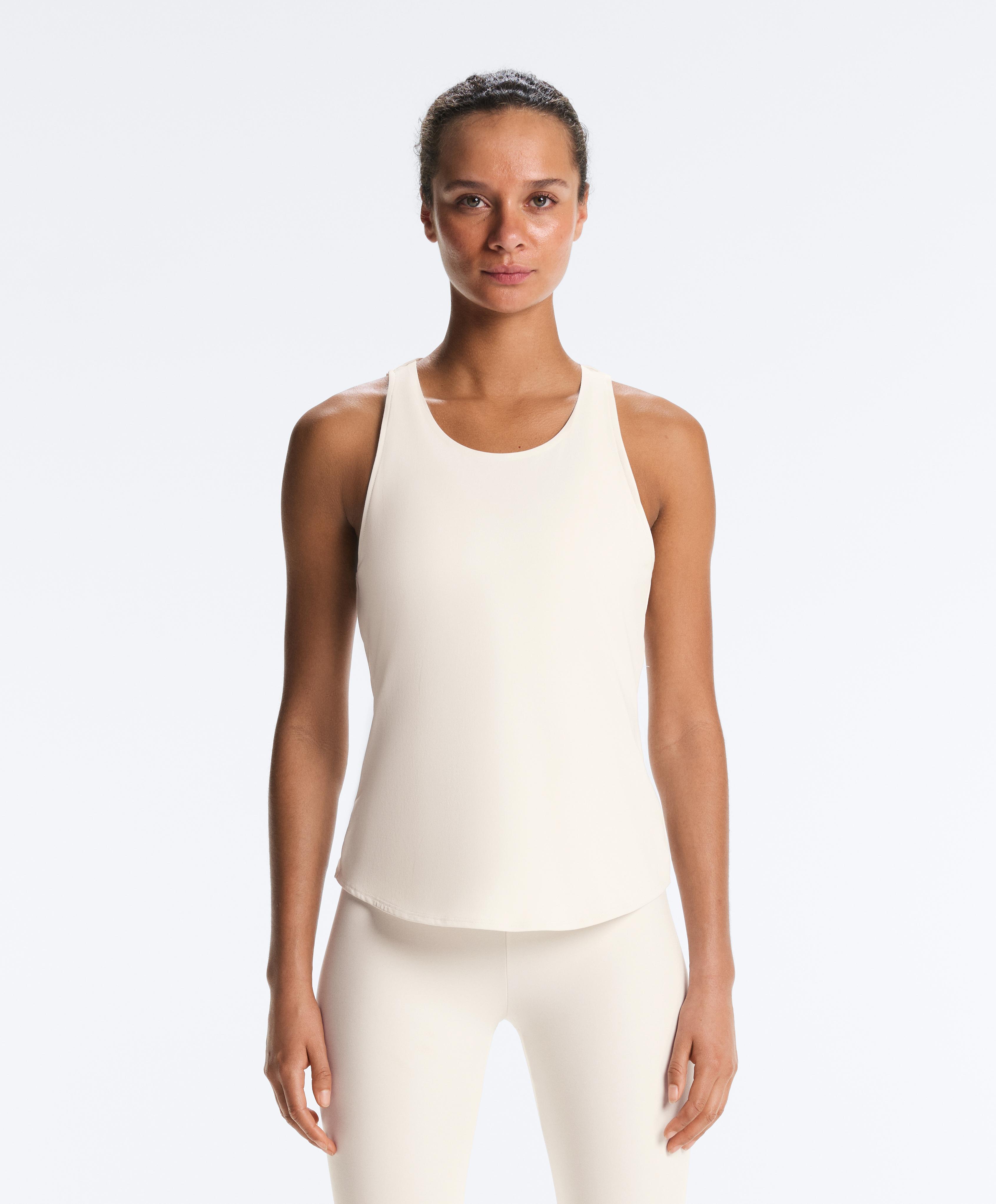 Comfortlux cross-back T-shirt — PALE ECRU