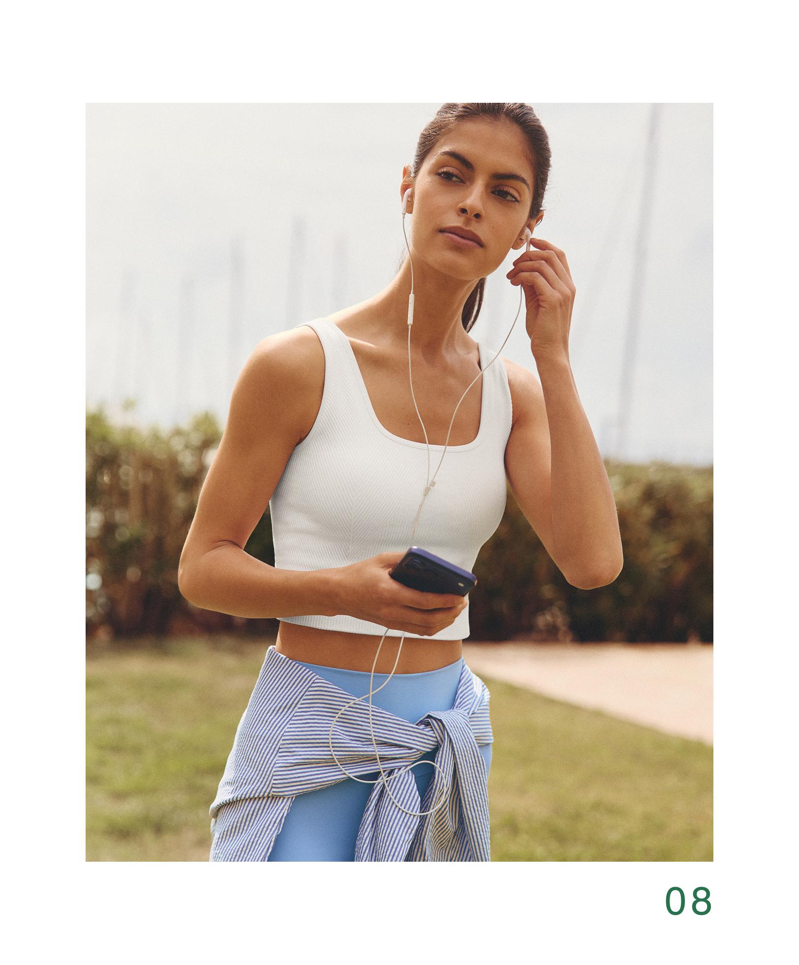 Seamless square neck tank top — WHITE