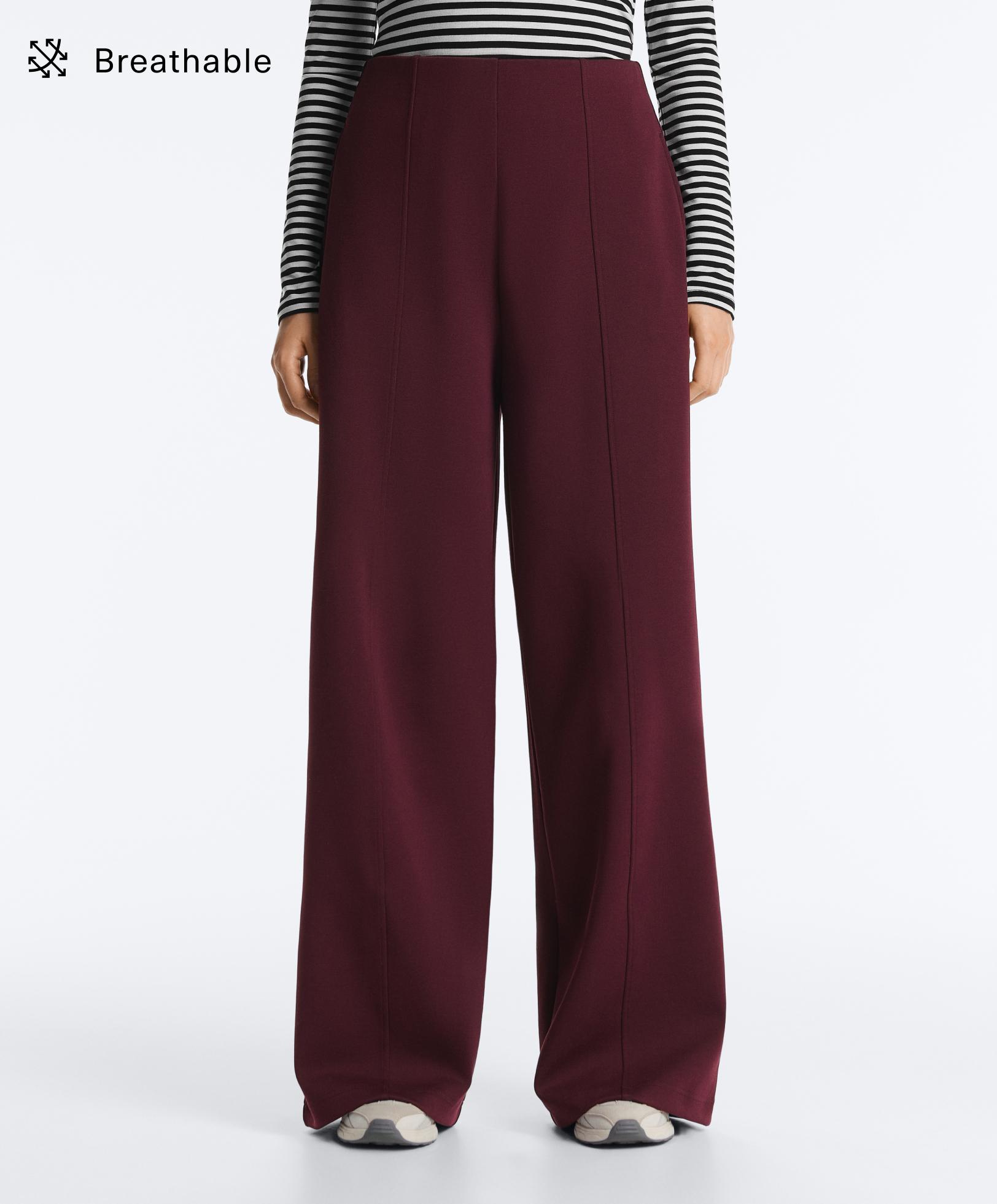 Super high rise piqué long trousers with cotton