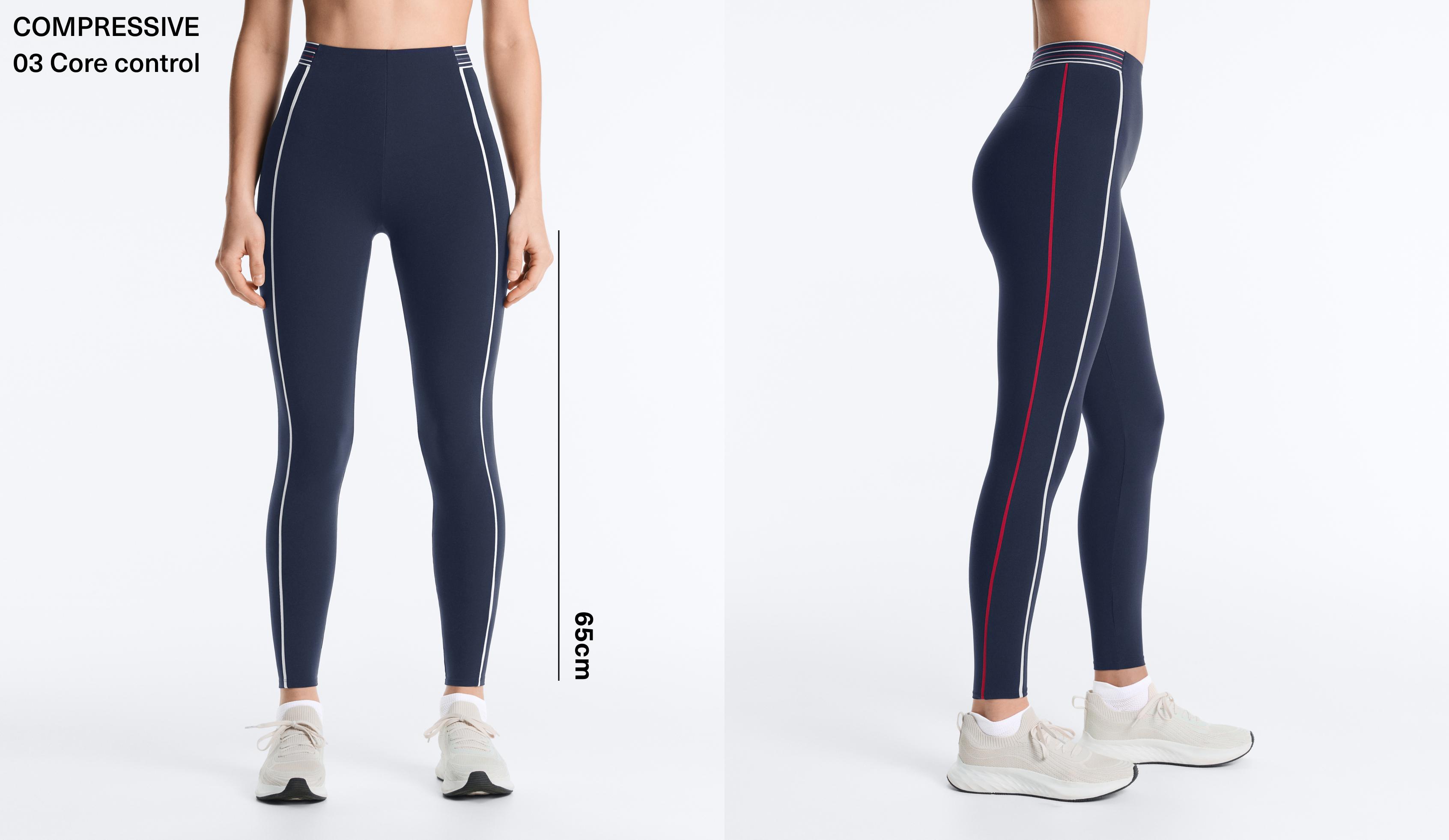 High-rise Compressive core control 65 cm ankle-length leggings — NAVY BLUE