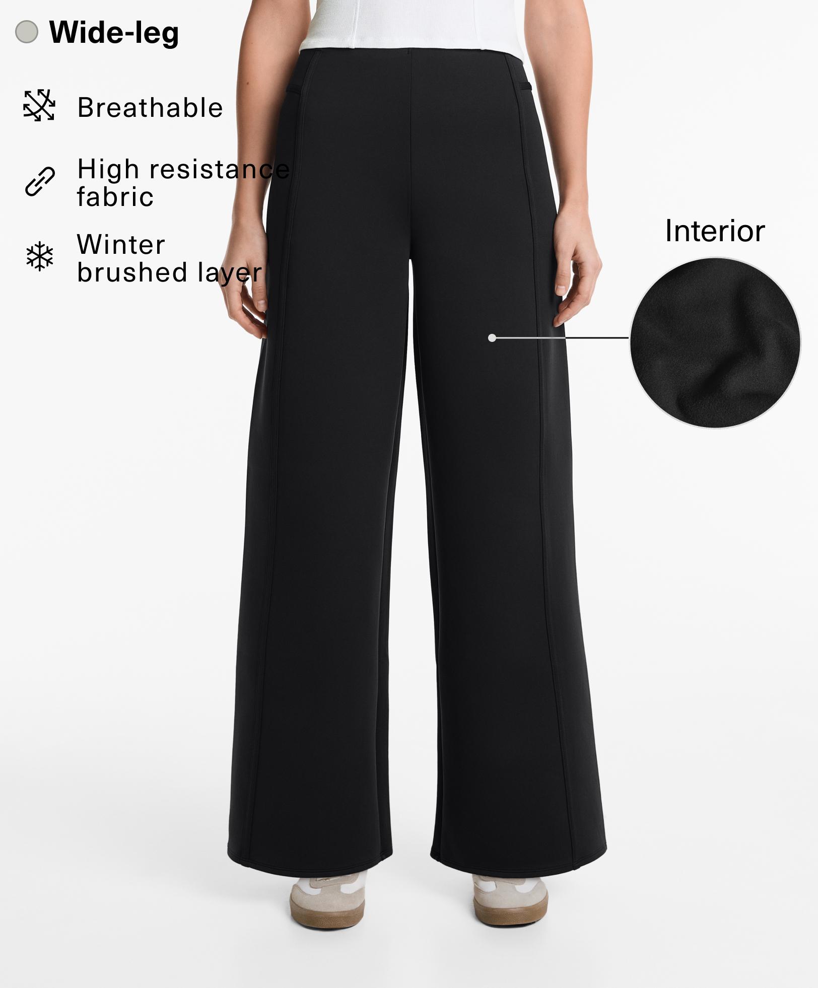 Brushed neoprene-effect wide-leg trousers - Sale