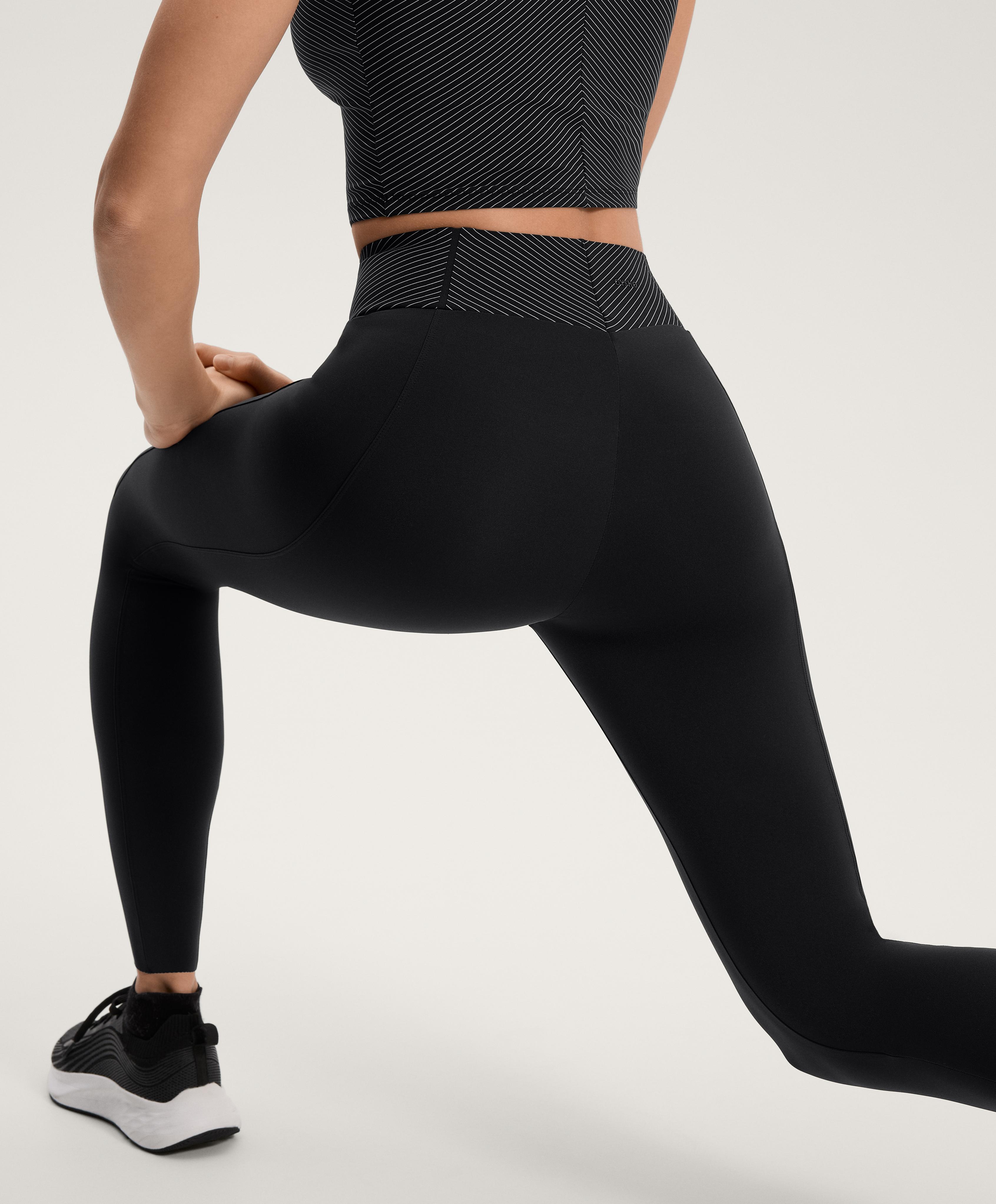 Basic high-rise Compressive striped ankle-length leggings 65 cm - Sale Basic high-rise Compressive striped ankle-length leggings 65 cm - Sale