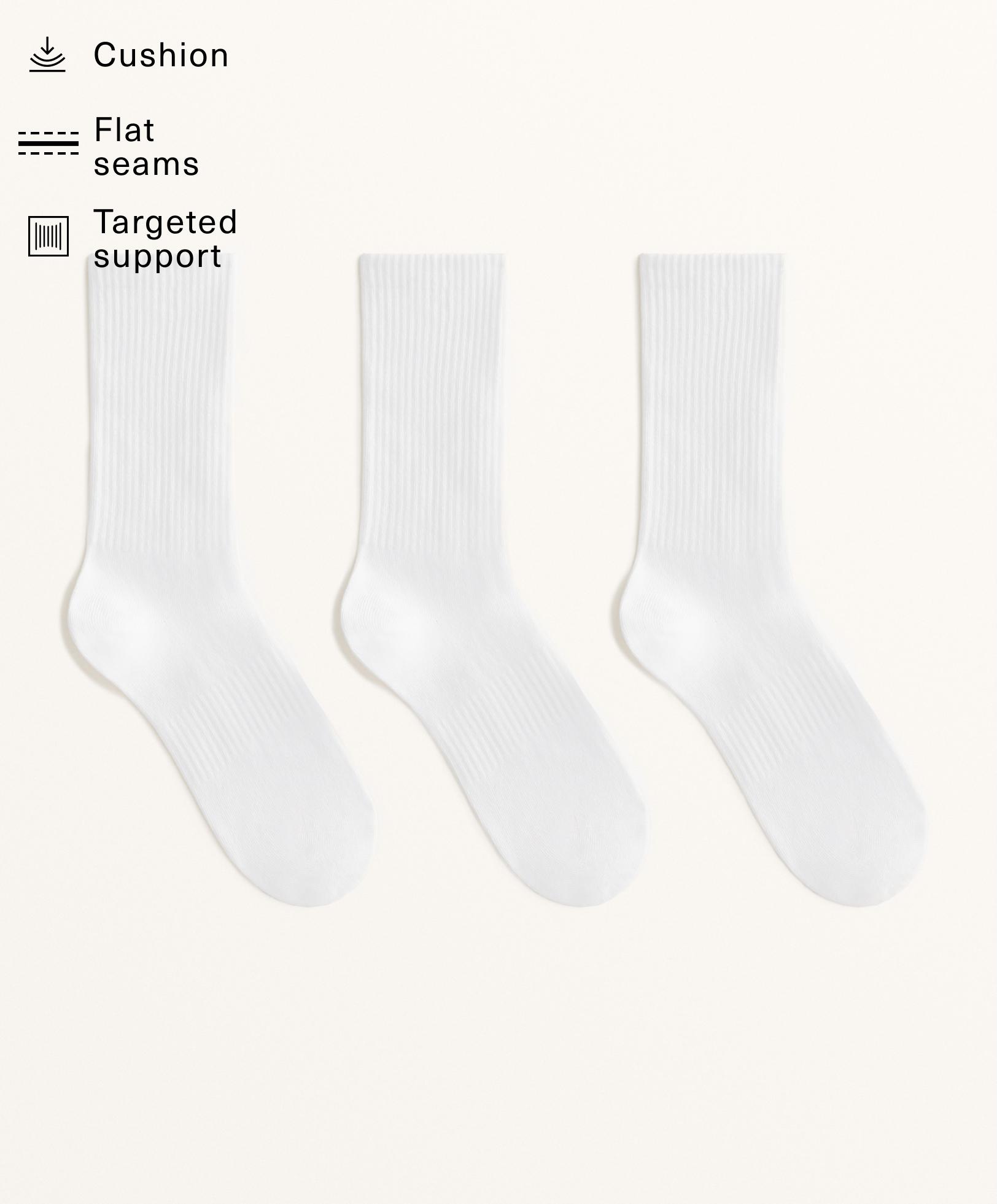 3 pairs of cotton blend classic sports socks