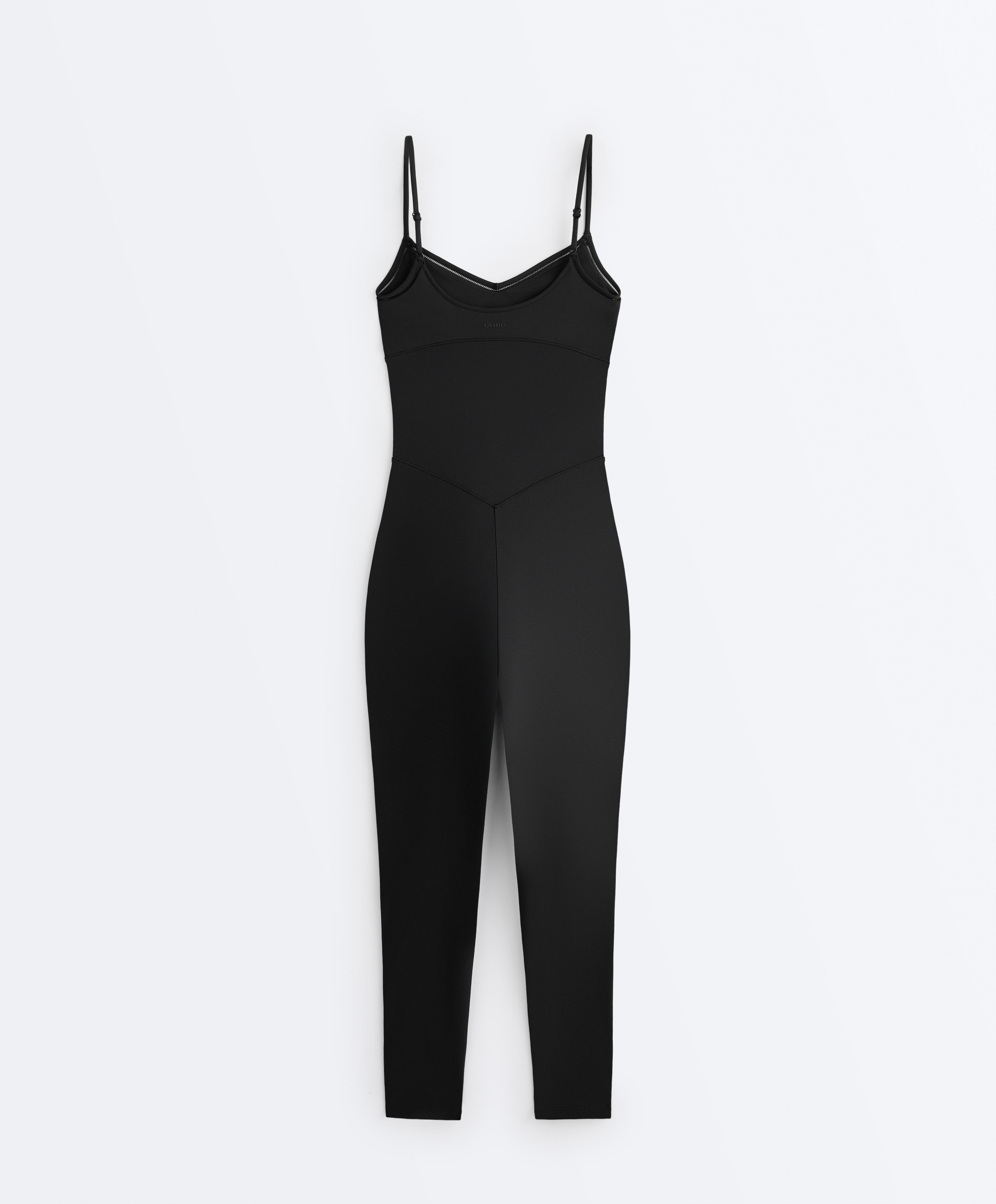 Comfortlux hemstitch long jumpsuit — BLACK