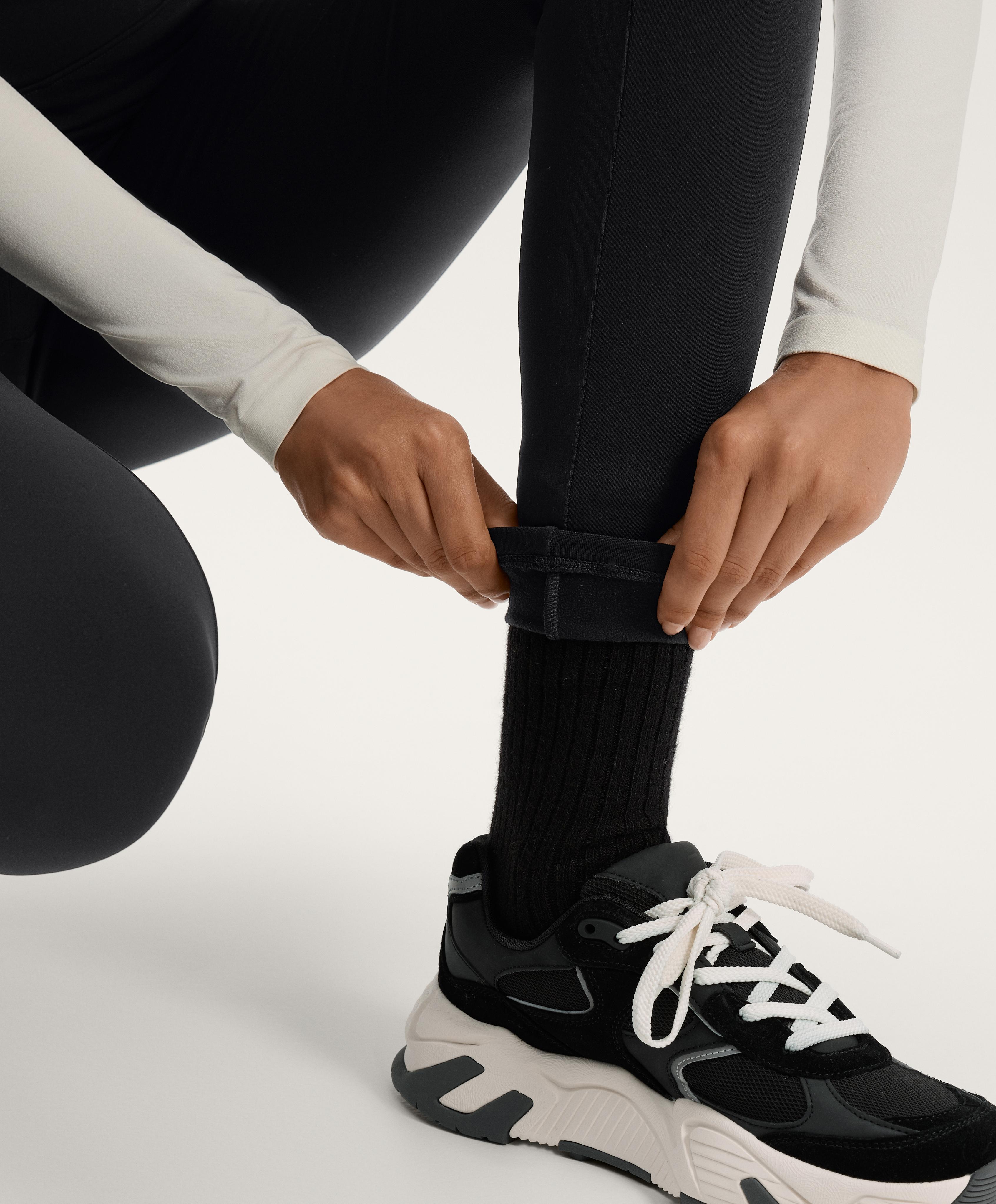 Warm high-rise ankle-length leggings with pockets 70 cm — BLACK