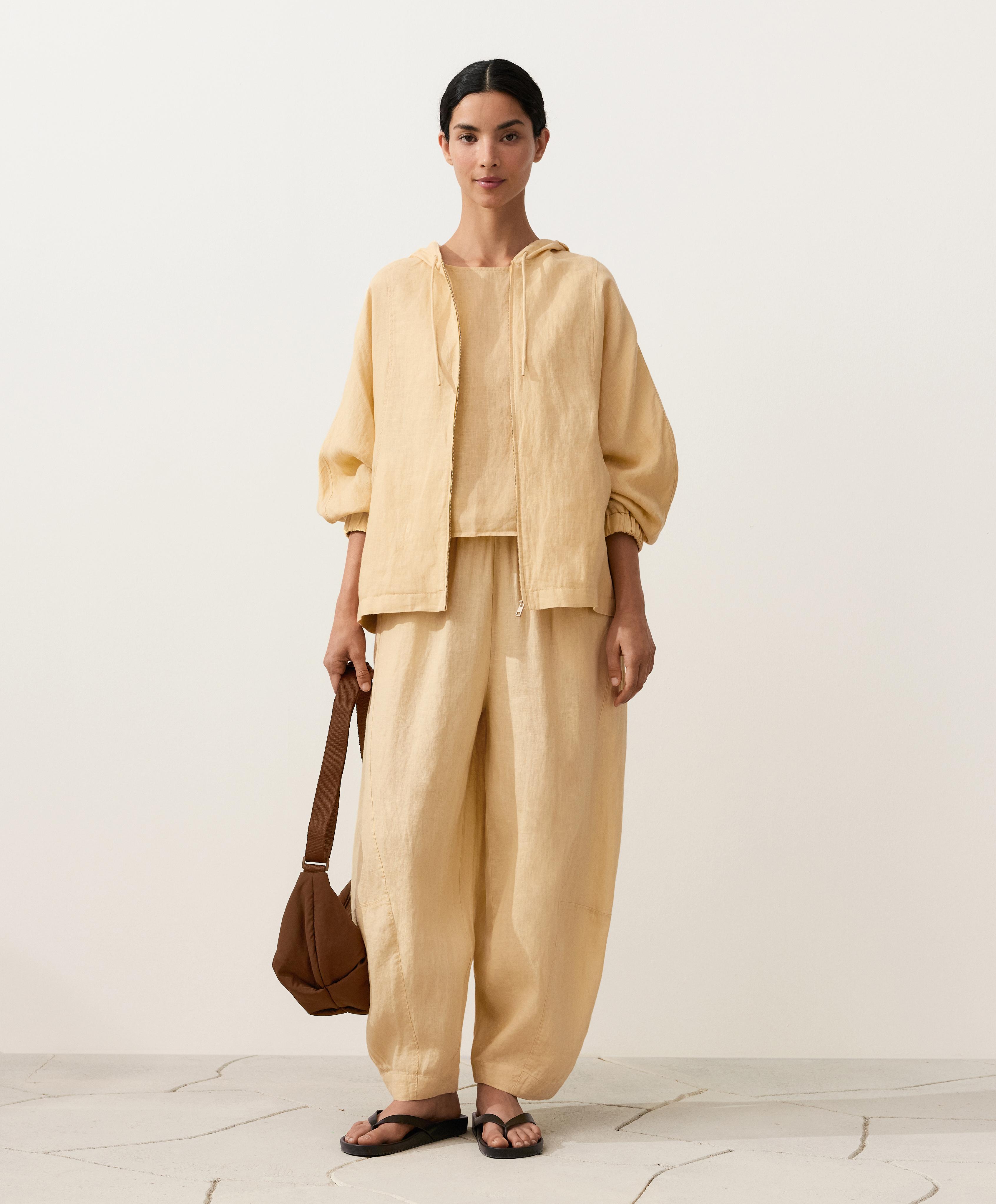 100% linen balloon trousers — WASHED YELLOW