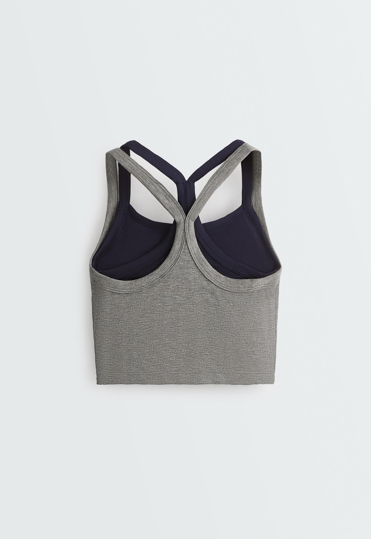 Marl rib overlay tank top — MOTTLED GREY MELANGE
